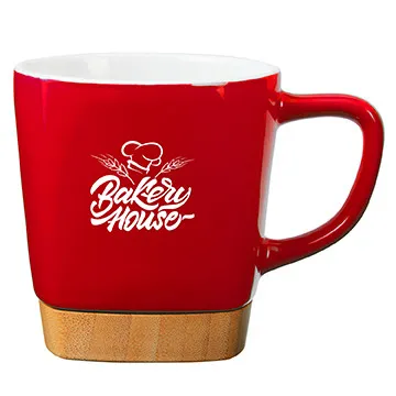 Ceramic Mug with Removable Bamboo Coaster - 11 oz - product view 12