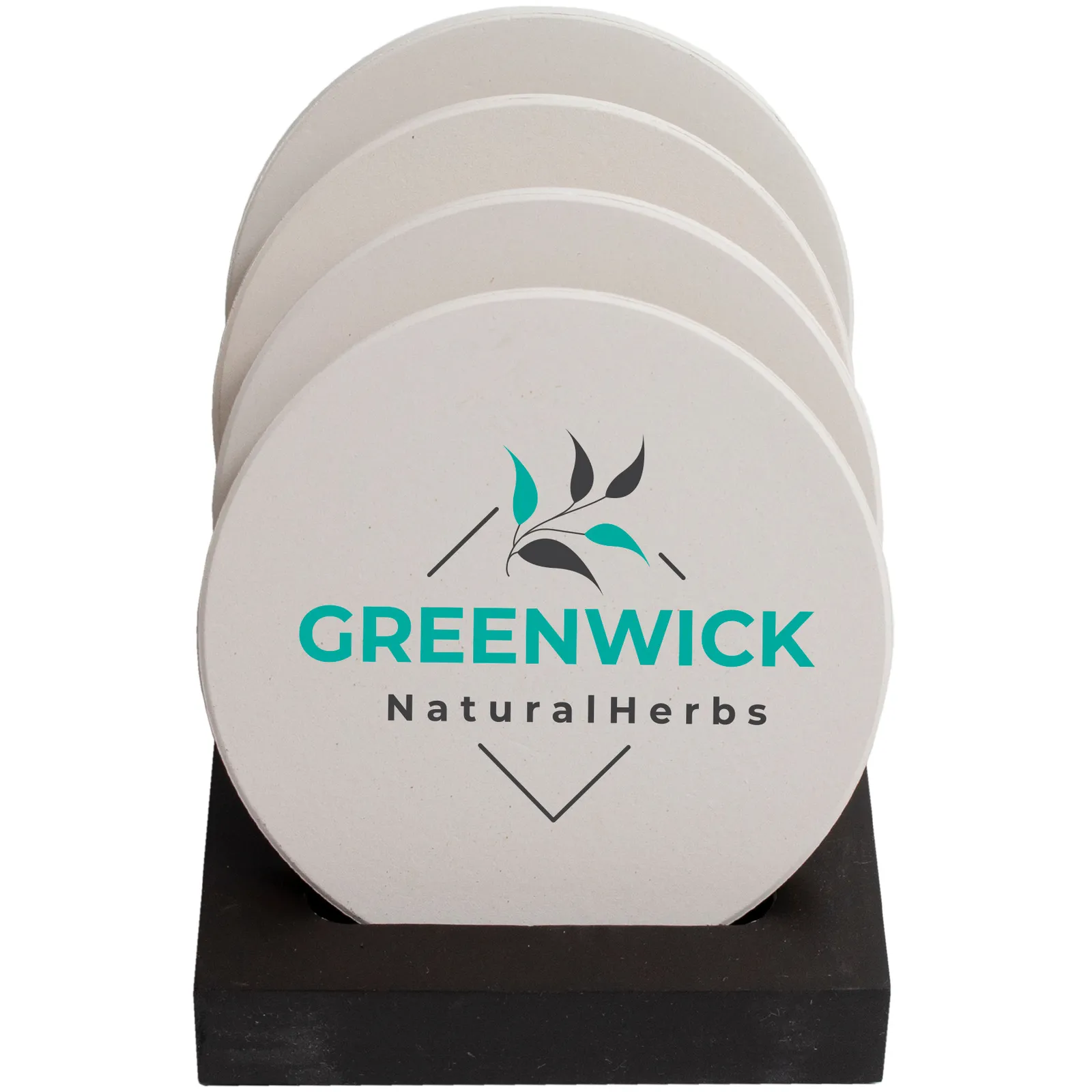 Coaster Set Ceramic Round Absorbent with Stand (4 Pack)