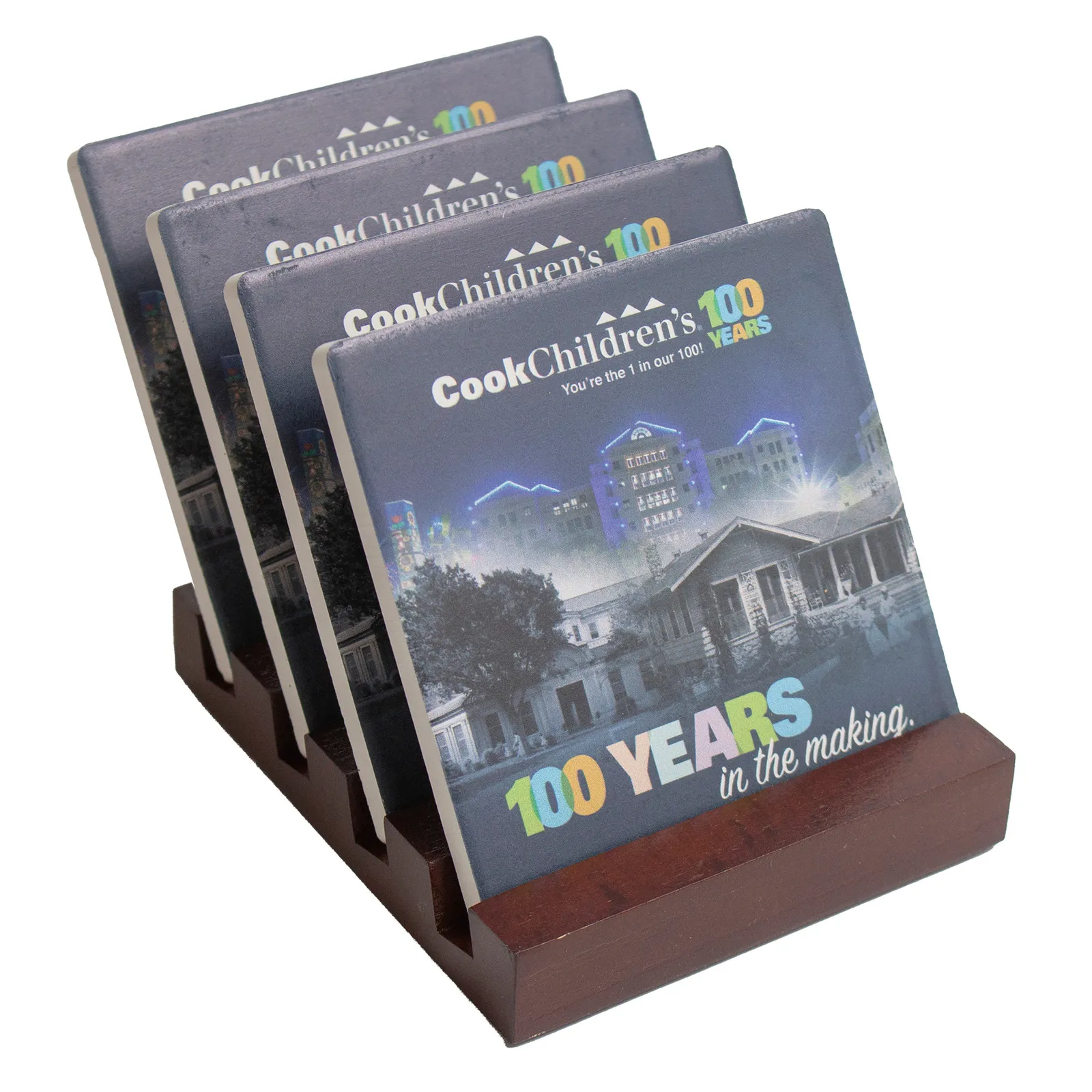 Coaster Set Ceramic Square Absorbent with Stand (4 Pack)