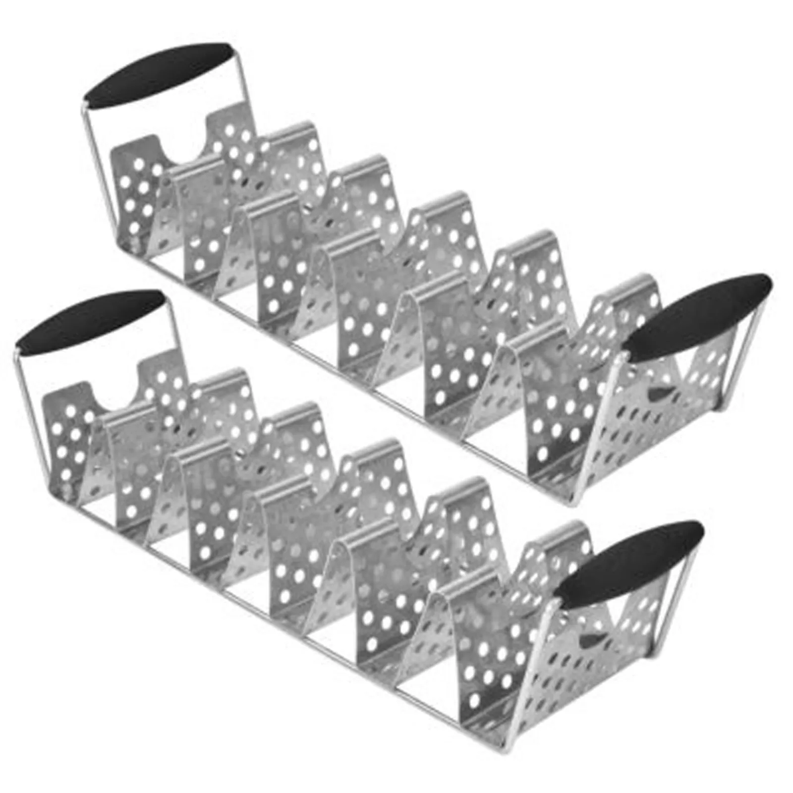 Stainless Steel Taco Rack with Silicone Handles - 16 x 4.6 x 5 in (2 Pack)