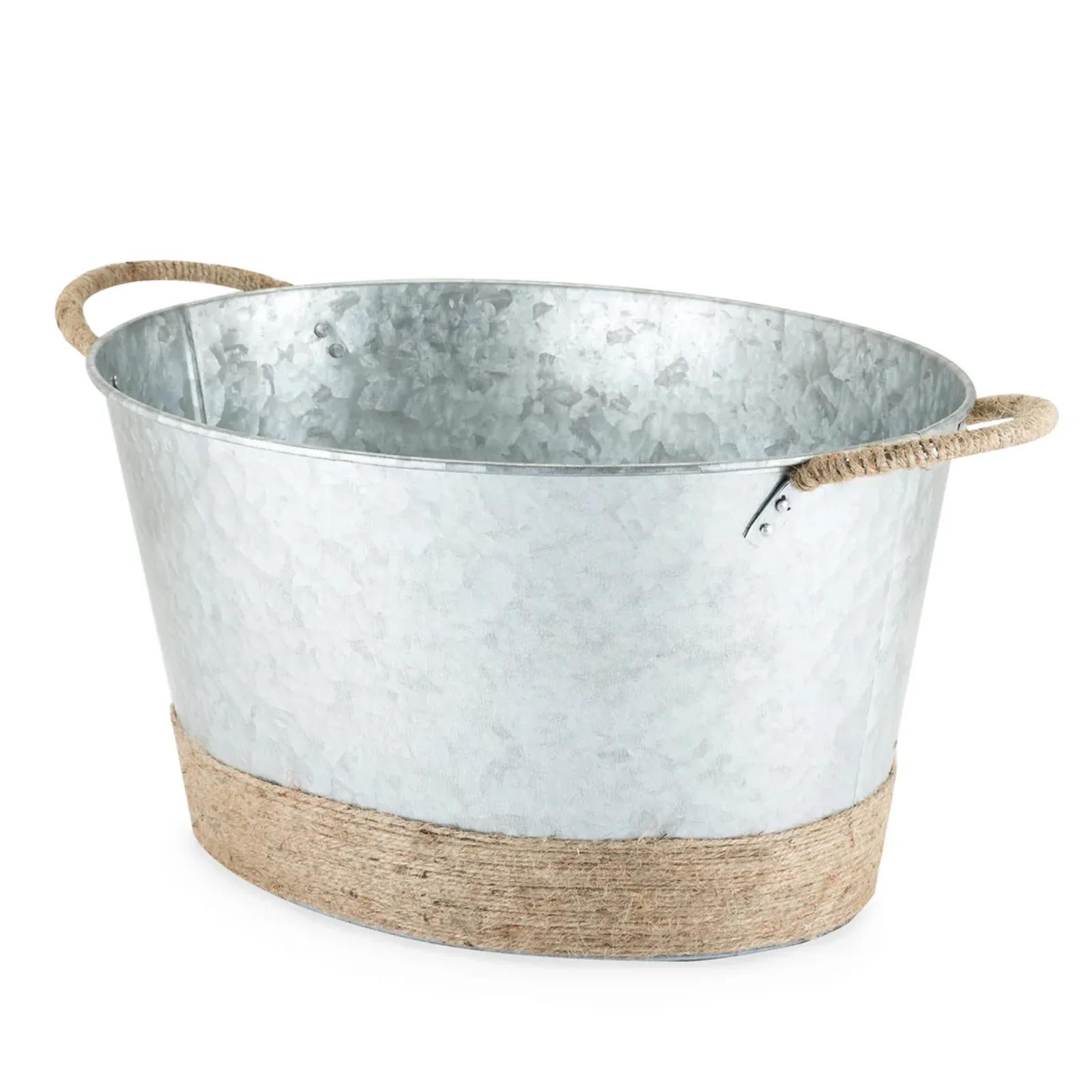 Galvanized Metal Tub with Jute Rope Handles - 4.5 Gallon