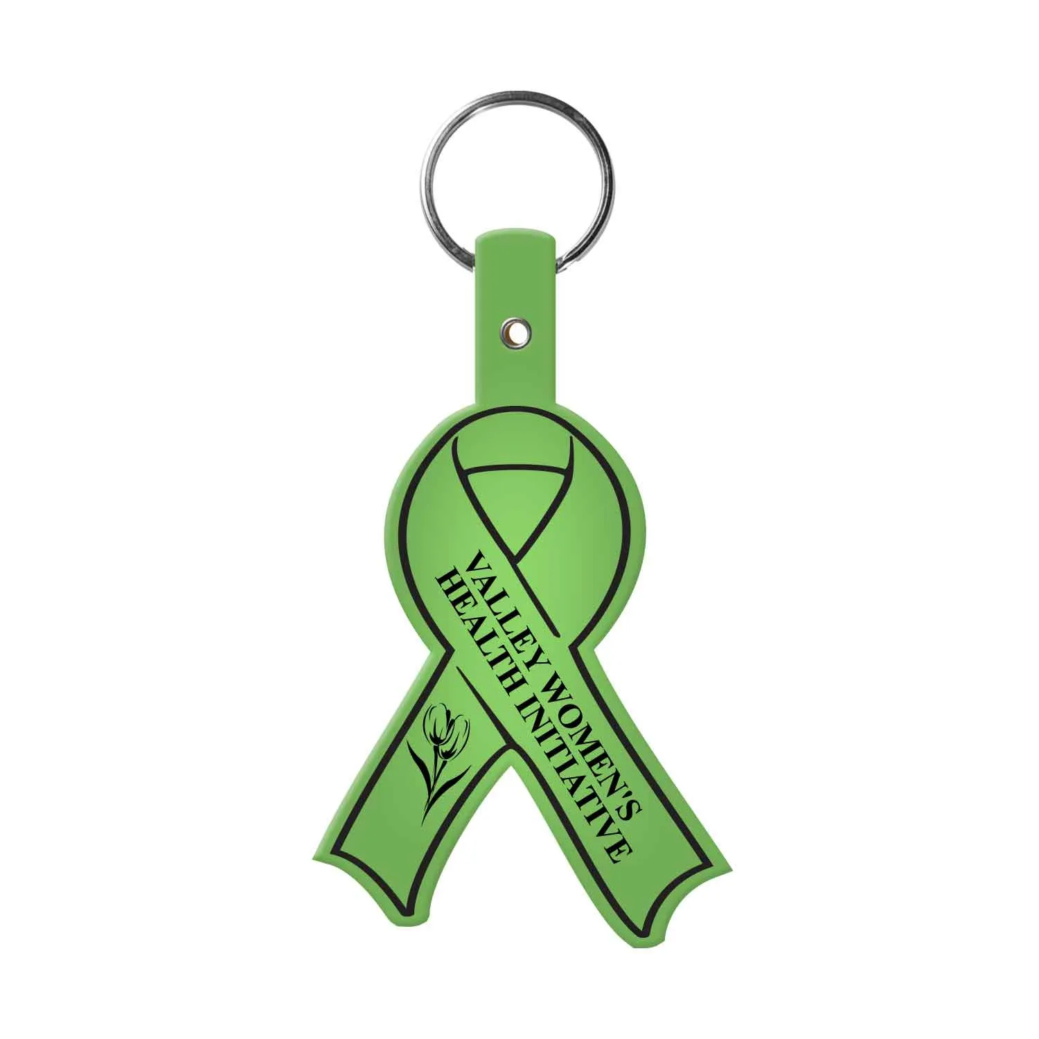 Custom Keychains Awareness Ribbon Flexible PVC - 2 x 3.5 in