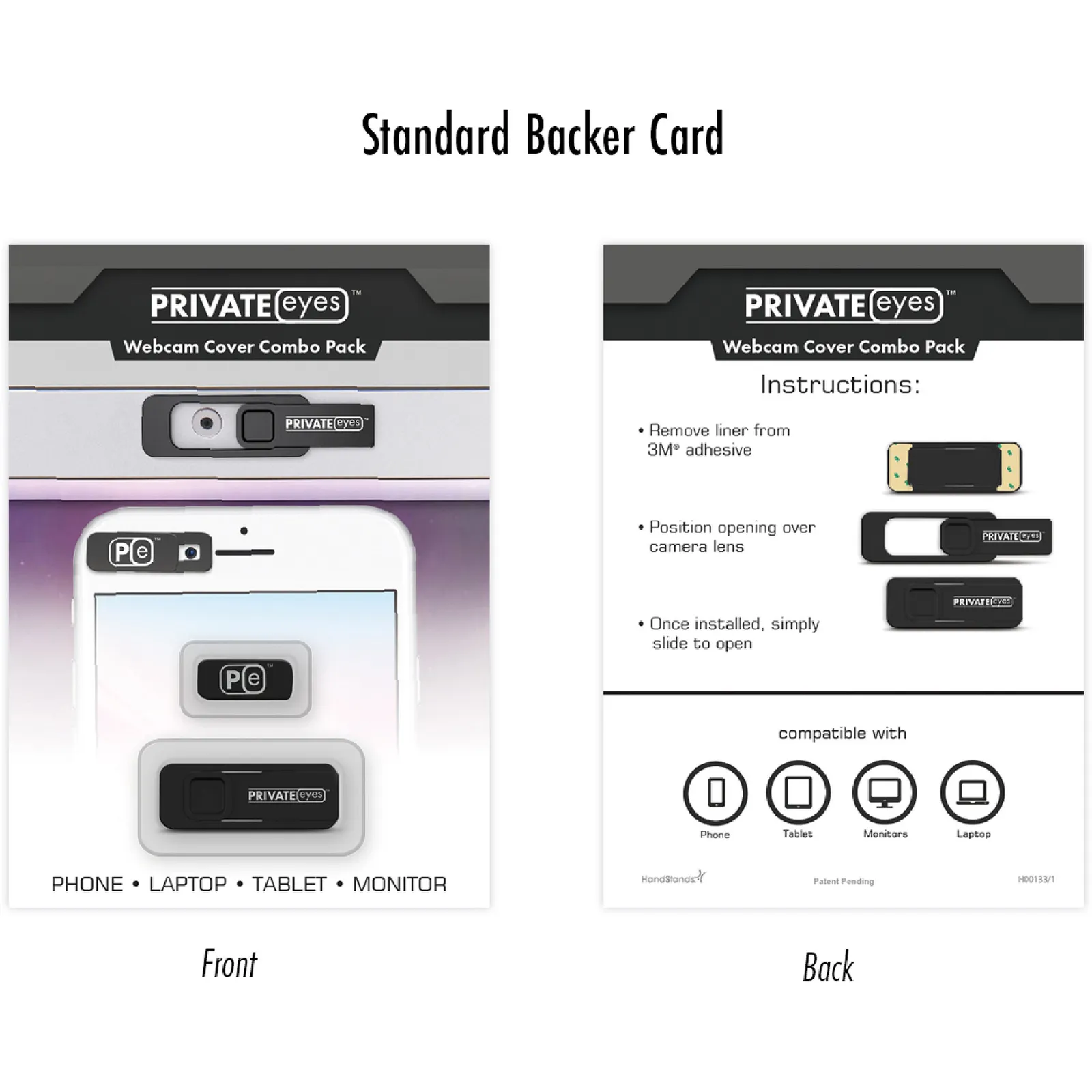 Webcam Privacy Cover Sliding Standard and Mini Black - 1.5 x 0.6 in - product view 3