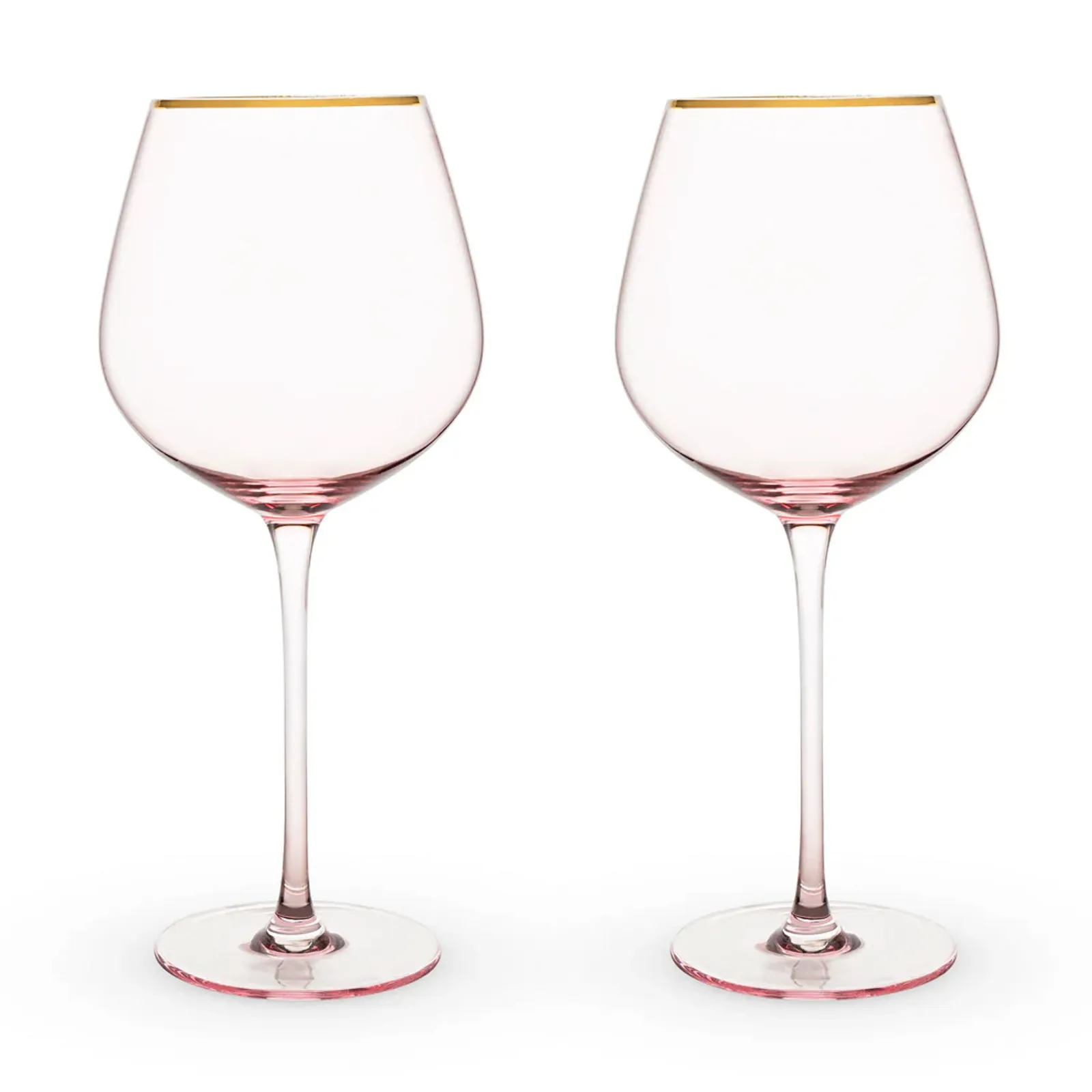 Twine Wine Glass Set Rose Crystal Gold Rim - 20 oz