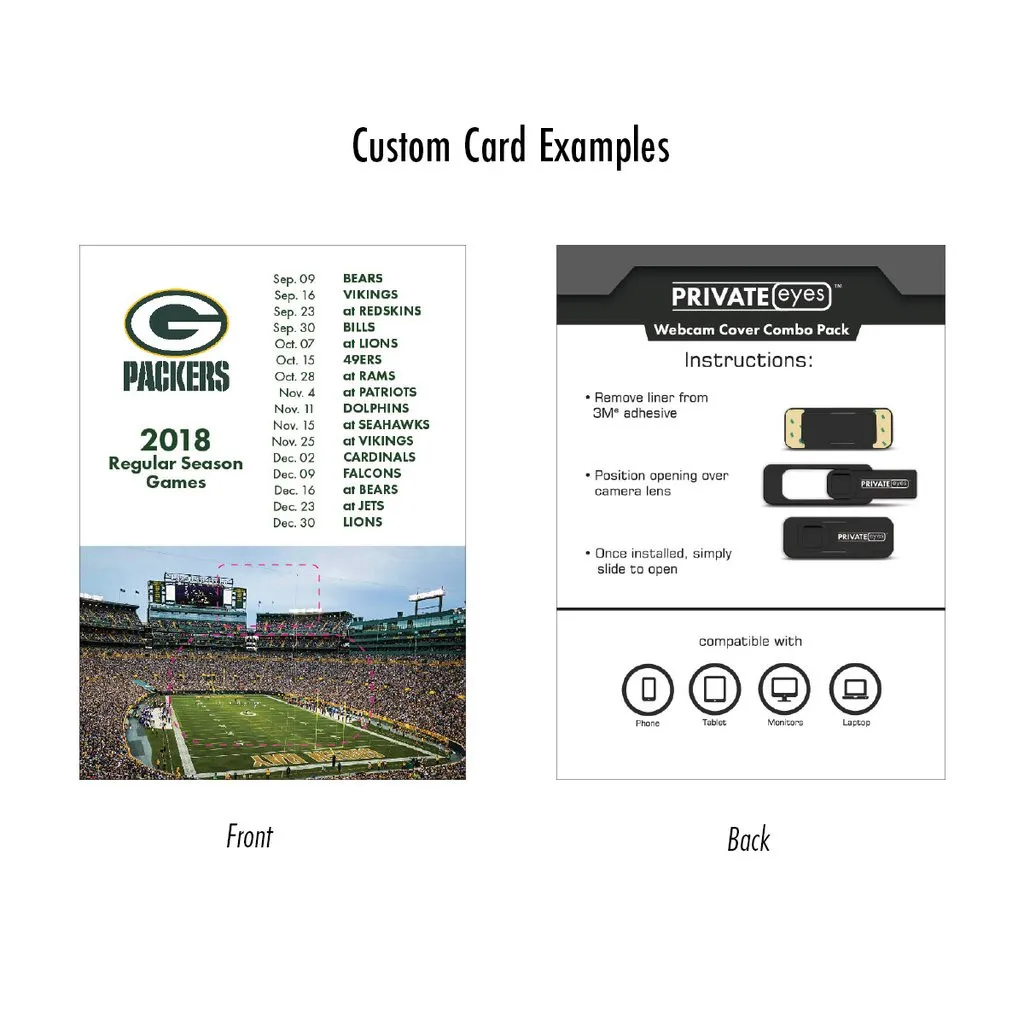 Webcam Cover Sliding Privacy Custom Card Pack - 1.5 in