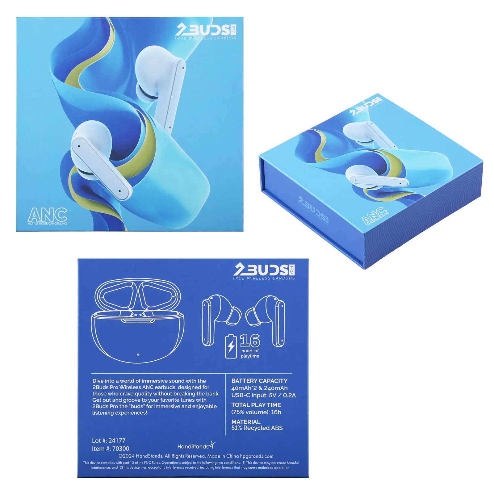 Wireless Earbuds ANC Recycled Case - 2 1/4 x 1 29/32 in - product view 5