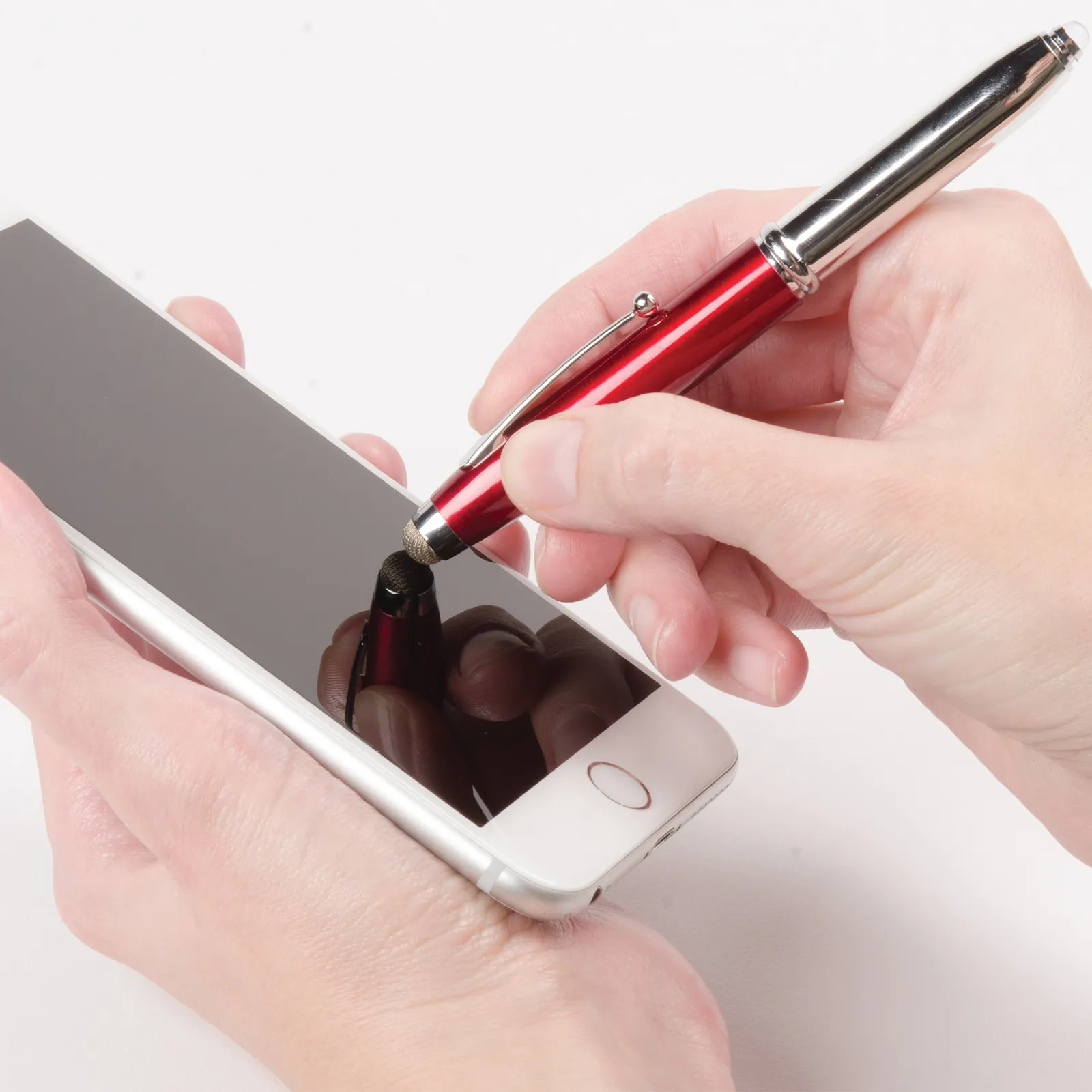 Triple Function Pen LED Flashlight Chrome - 5 in - product view 2