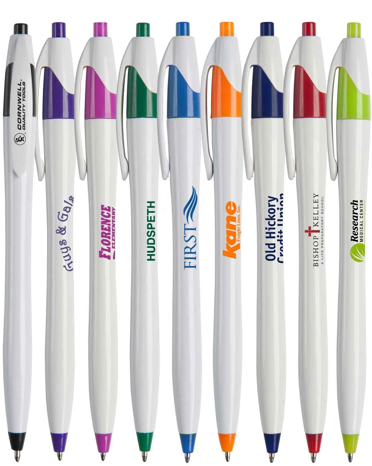 Pen Retractable Hourglass White Barrel Colored - 5.8 in