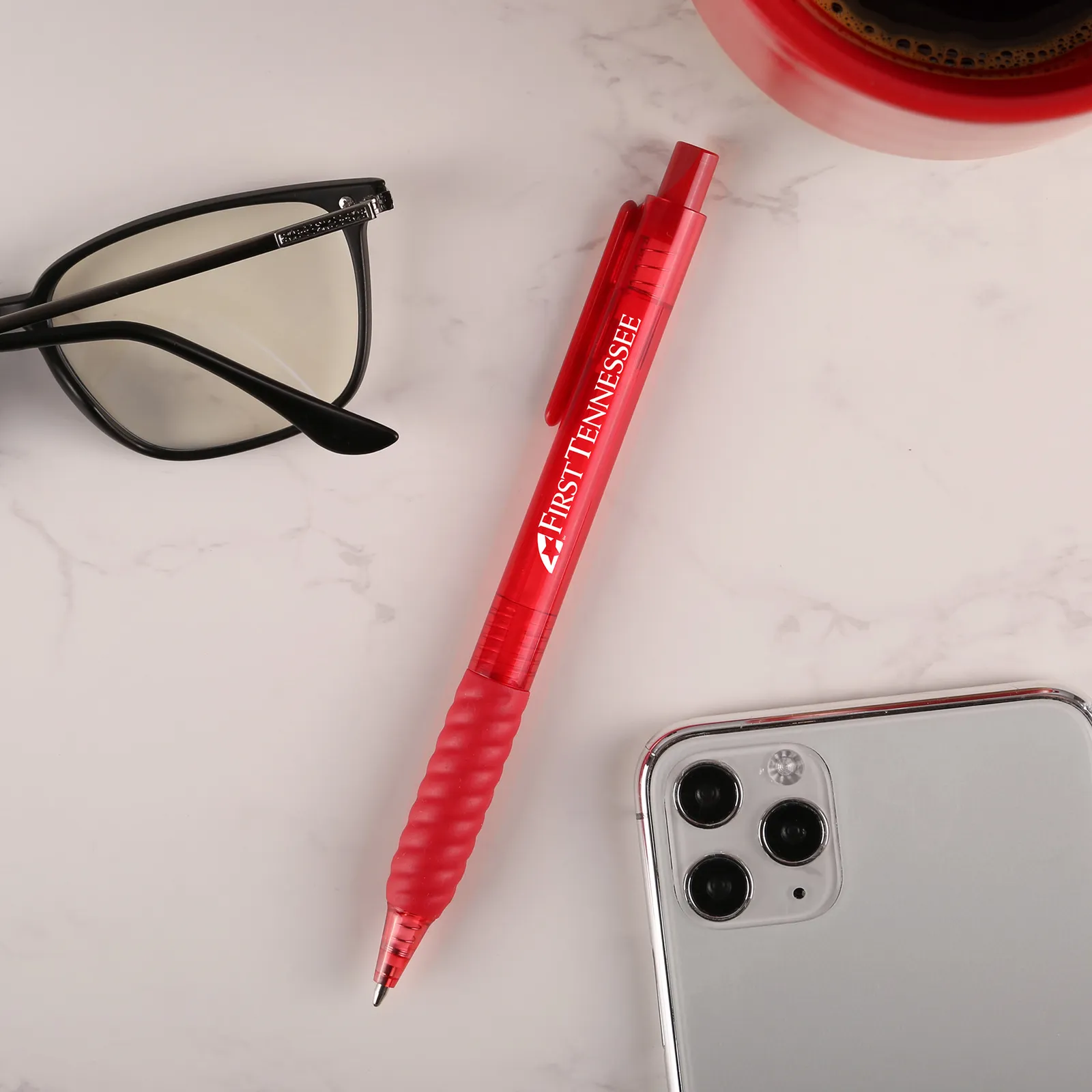 Ballpoint Pen Translucent Barrel Rubber Grip - 5 5/8 in