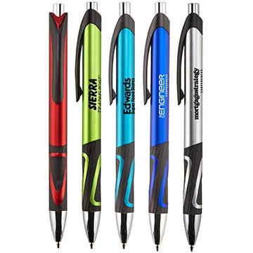 Ballpoint Pen Metallic Barrel Black Rubber Grip - 5 1/2 in