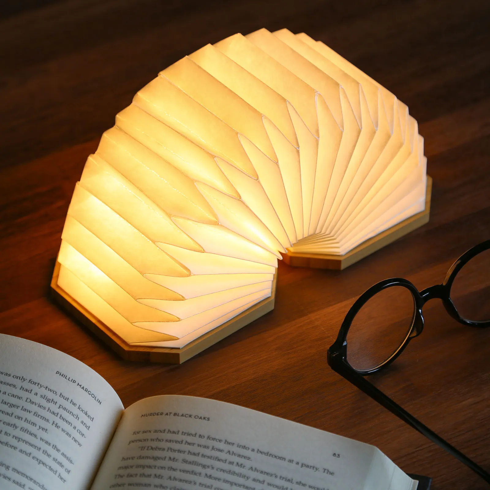 Accordion LED Light Bamboo Tyvek Foldable - 4 x 4 in