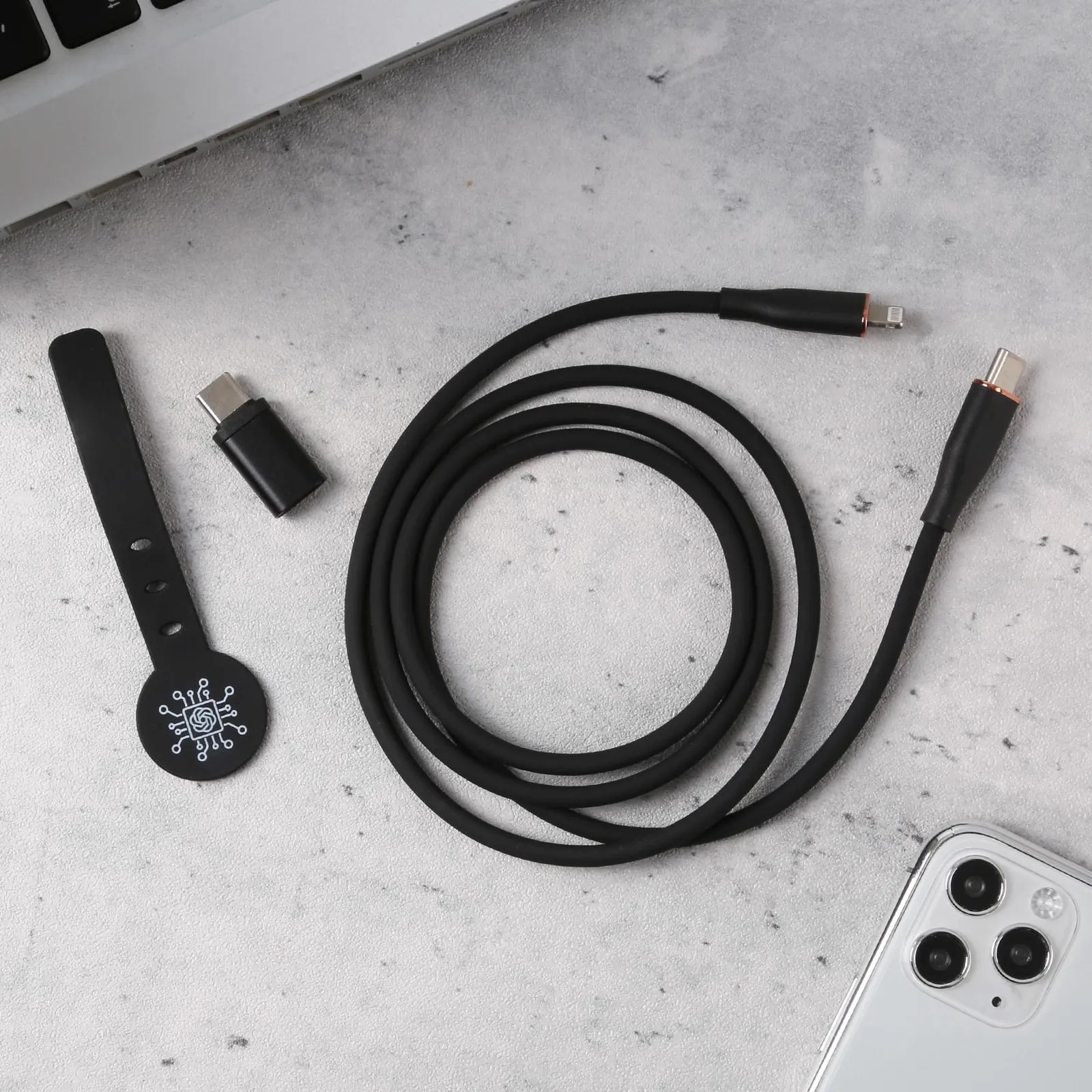 Silicone USB-C to Lightning Cable with Organizer - 3 ft - product view 5