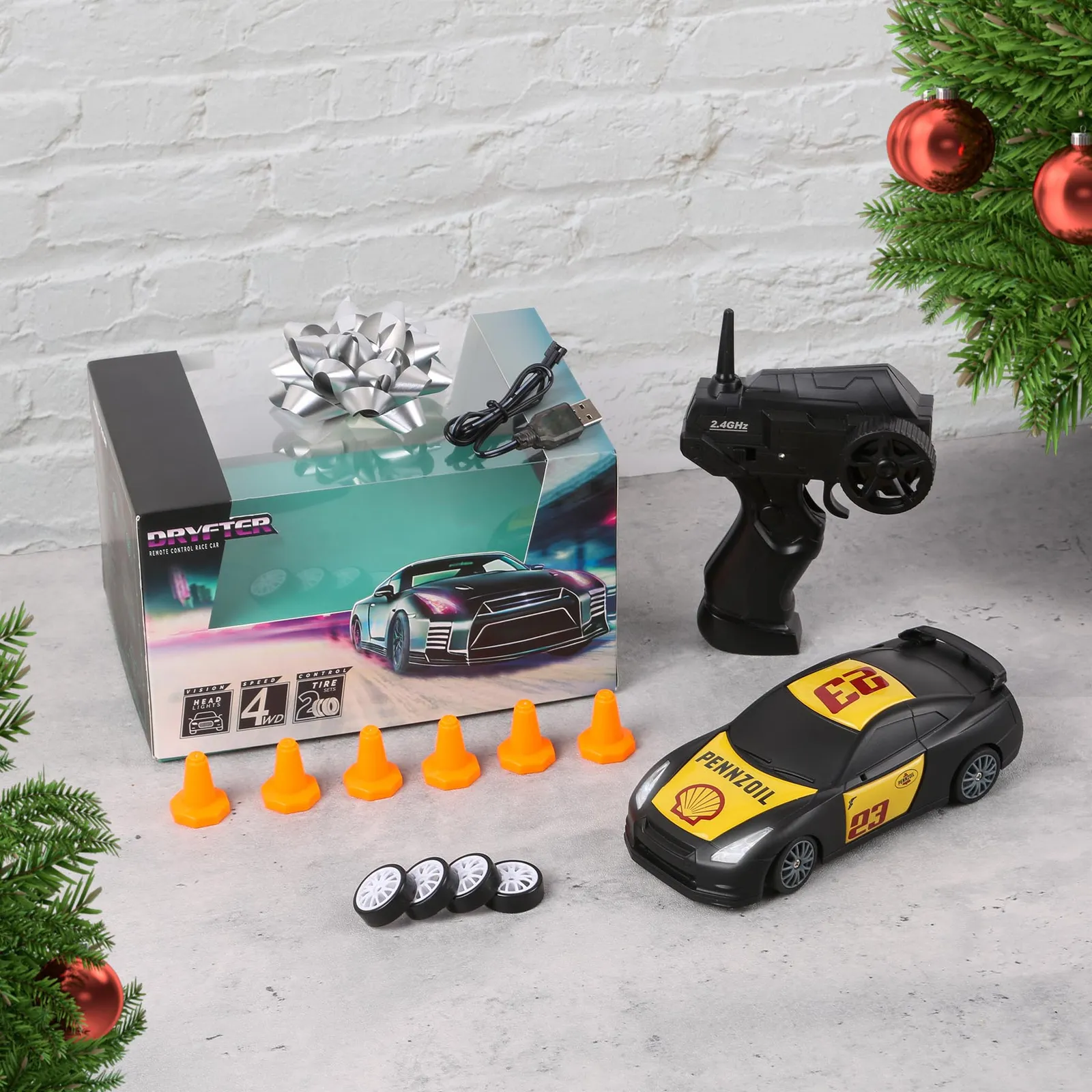 RC Car with Dual Tire Sets and Remote Control