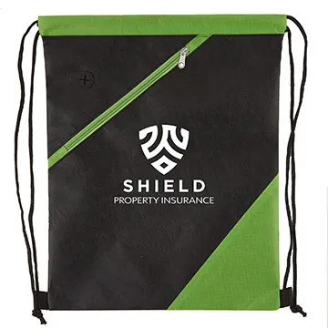 Custom Drawstring Backpack RPET Non-Woven Zippered - 12.75 x 16 in - product view 3