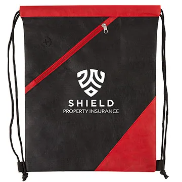 Custom Drawstring Backpack RPET Non-Woven Zippered - 12.75 x 16 in - product view 5