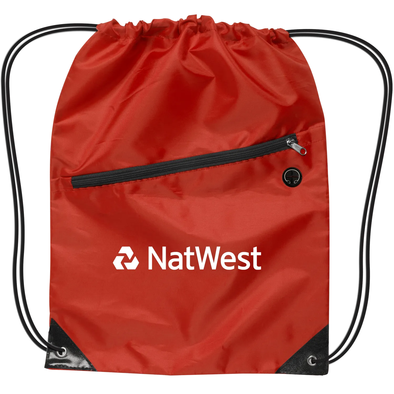 Custom Drawstring Backpack Polyester Front Zipper - 13 x 17 in - product view 2