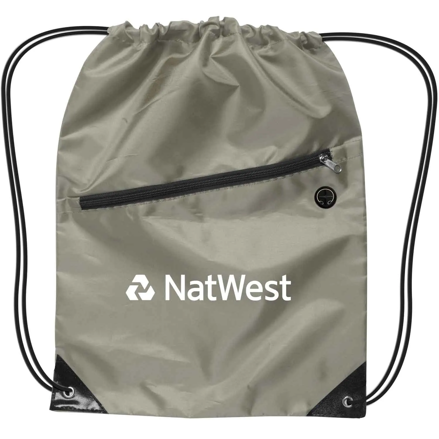 Custom Drawstring Backpack Polyester Front Zipper - 13 x 17 in - product view 5