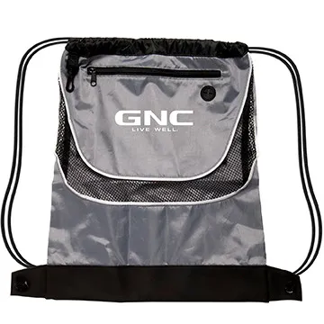 Custom Drawstring Backpack Two-Tone Mesh Window - 14 x 17.5 in - product view 3