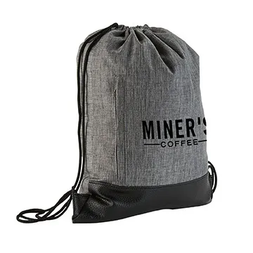 Custom Drawstring Backpack Heathered Polyester - 13.13 x 16.38 in