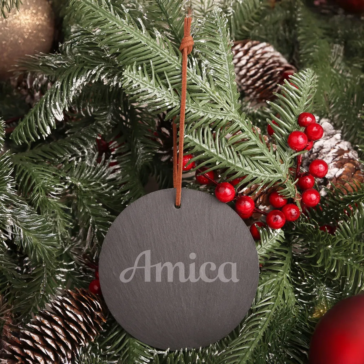 Ornament Slate Stone Round Natural Texture - 4 in