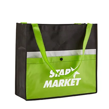 Custom Tote Bag Snap Pocket Non-Woven - 16 x 14 x 5 in - product view 2