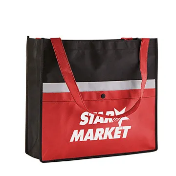 Custom Tote Bag Snap Pocket Non-Woven - 16 x 14 x 5 in - product view 4