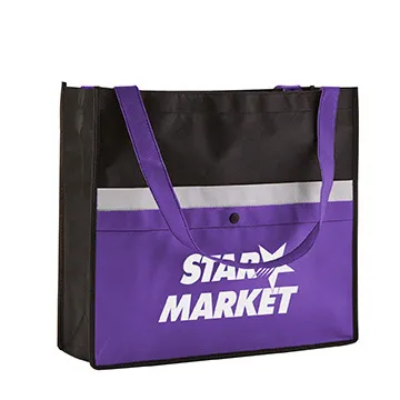 Custom Tote Bag Snap Pocket Non-Woven - 16 x 14 x 5 in - product view 5
