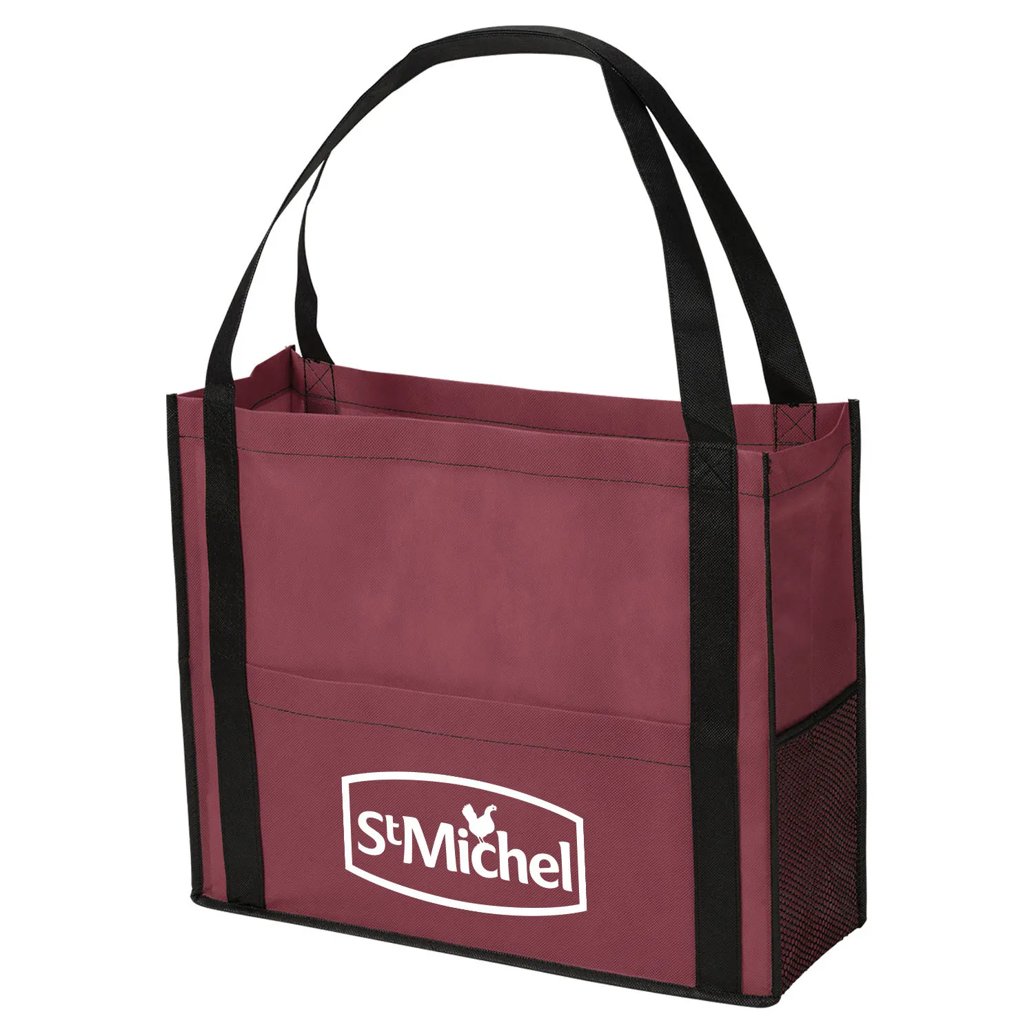 Custom Tote Bag Non-Woven Mesh Pocket Style - 17 x 14 in