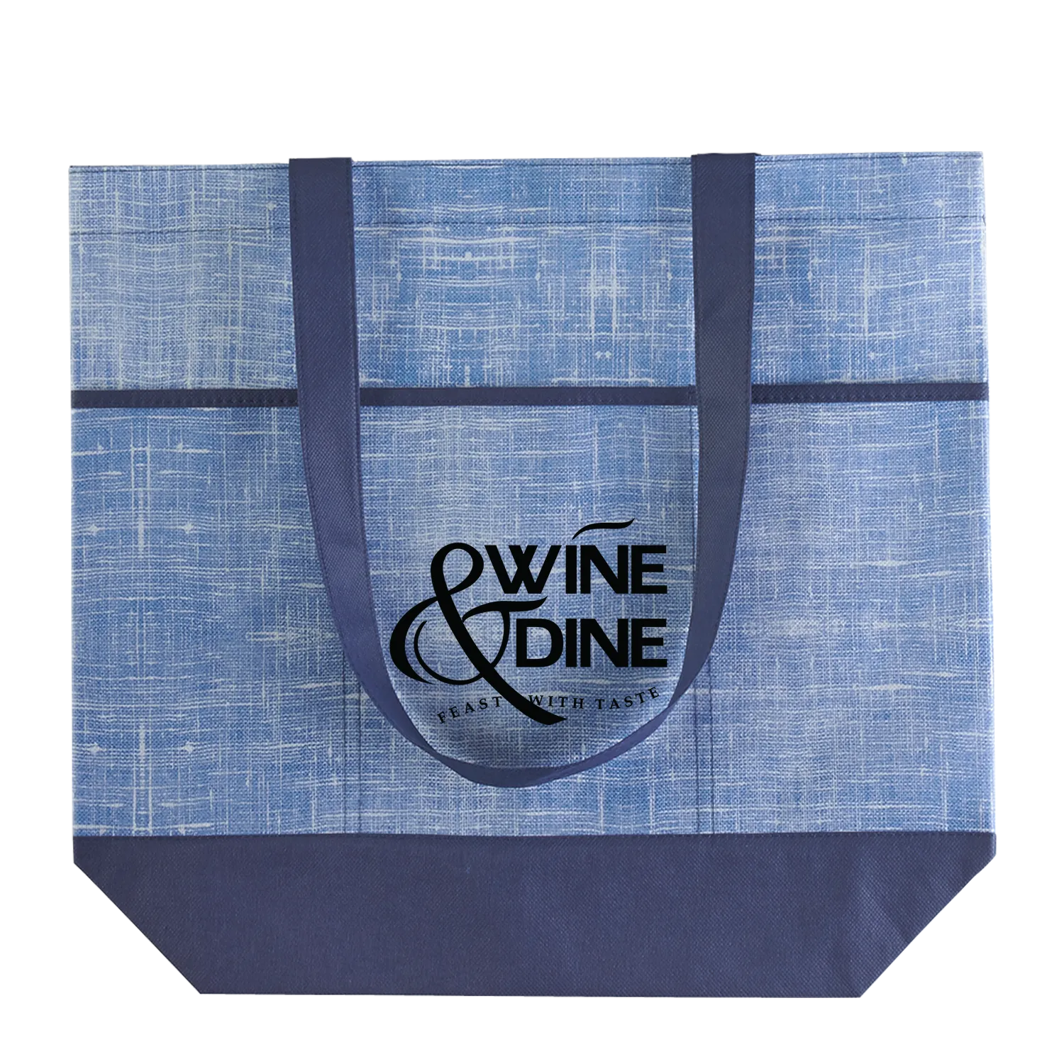 Custom Tote Bag Non-Woven Distressed Denim Look - 16.75 x 14 in