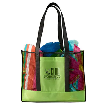 Custom Tote Bag Non-Woven Beach Style Mesh - 18 x 15 in