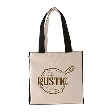 Custom Tote Bag Cotton Canvas with Color Accents - 12 x 12 in
