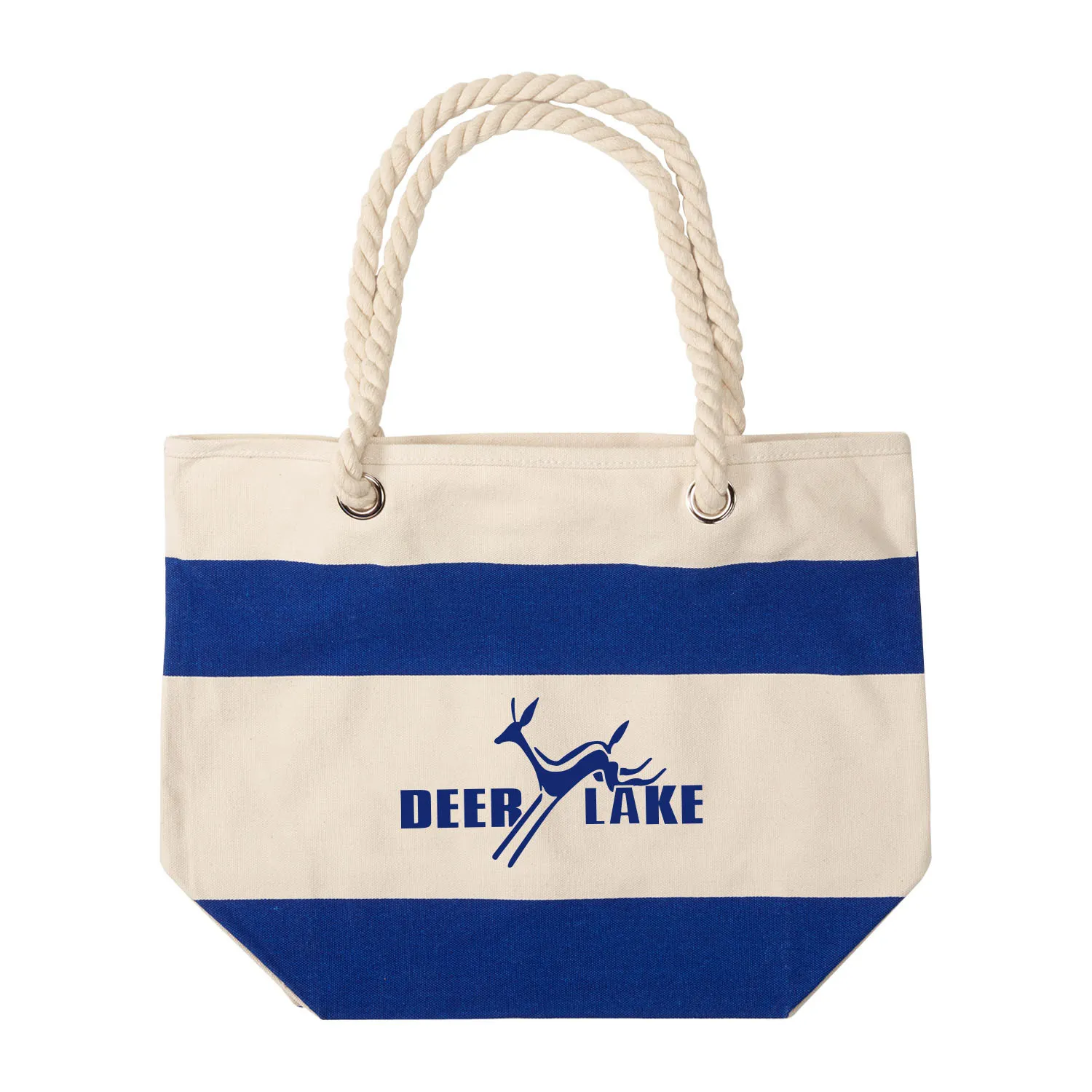 Custom Tote Bag Cotton Canvas Nautical Rope Handles - 17.5 x 13.5 in