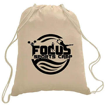 Drawstring Backpack Cotton Canvas with Rope Closure - 13.75 x 17.63 in - product view 5