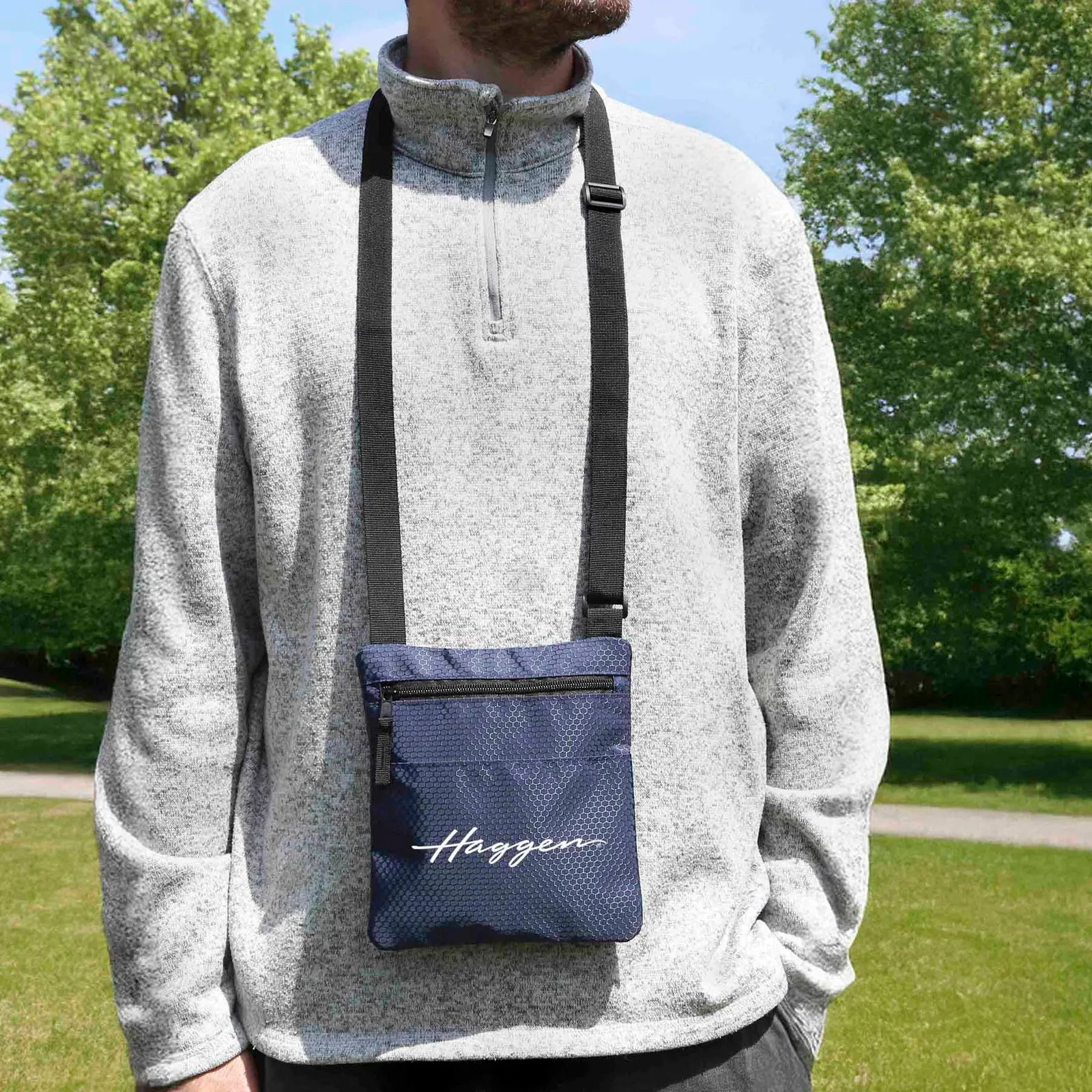 Recycled Polyester Satchel with Front Pocket - 7.5 x 8.5 in - product view 2