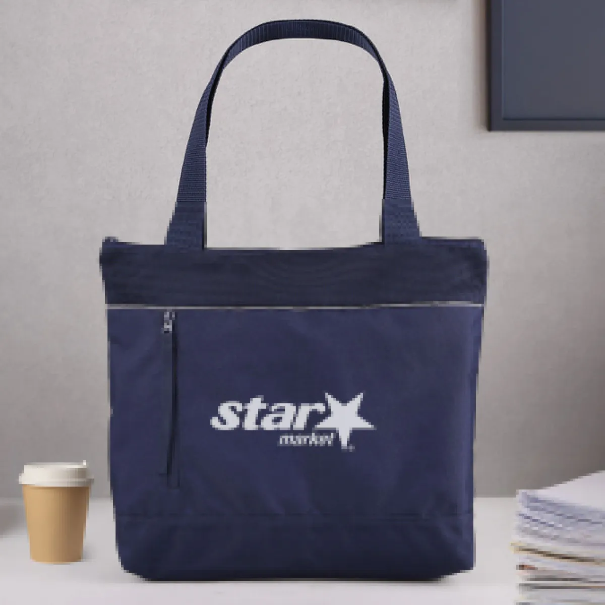 Custom Recycled Mesh Tote with Reflective Stripe - 17.25 x 13 in