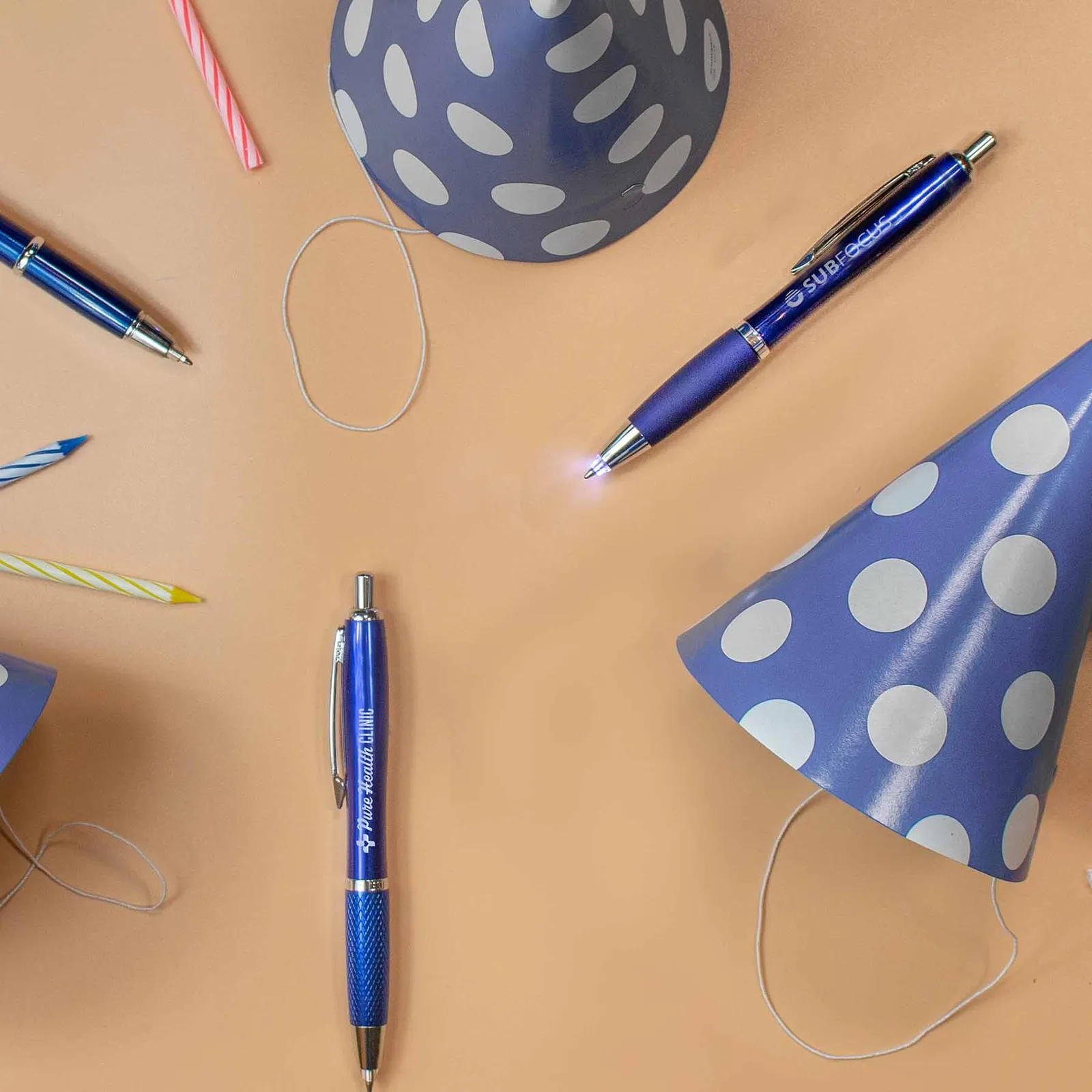 Metal LED Flashlight Pen with Reflective Grip - 5.5 in