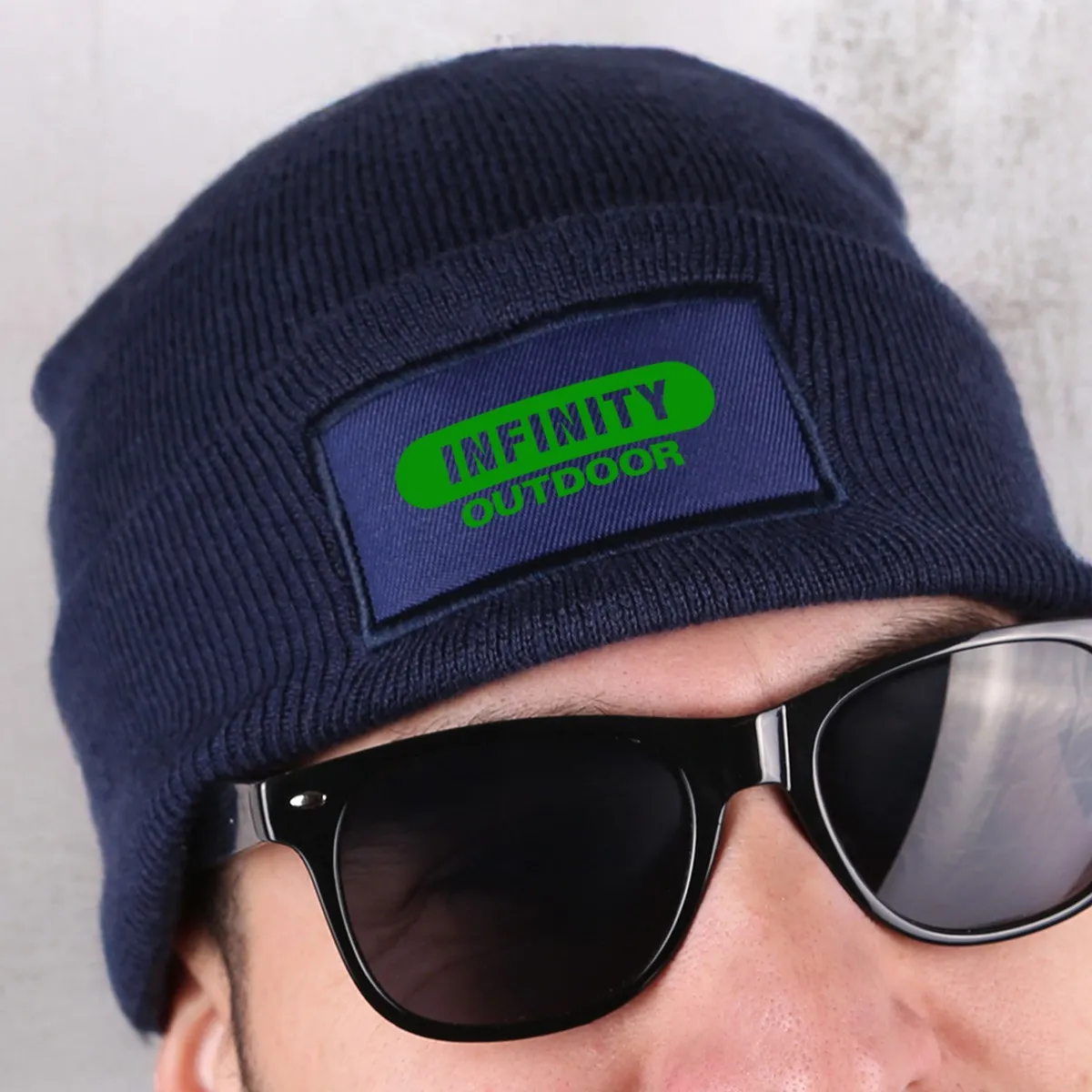 Recycled Cuffed Knit Beanie with Patch - 7.75 x 7.5 in