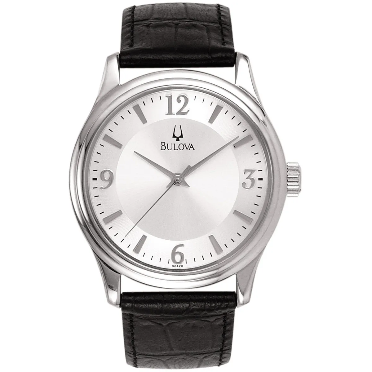 Bulova Watch Men's Silver Dial Leather Strap - 38mm