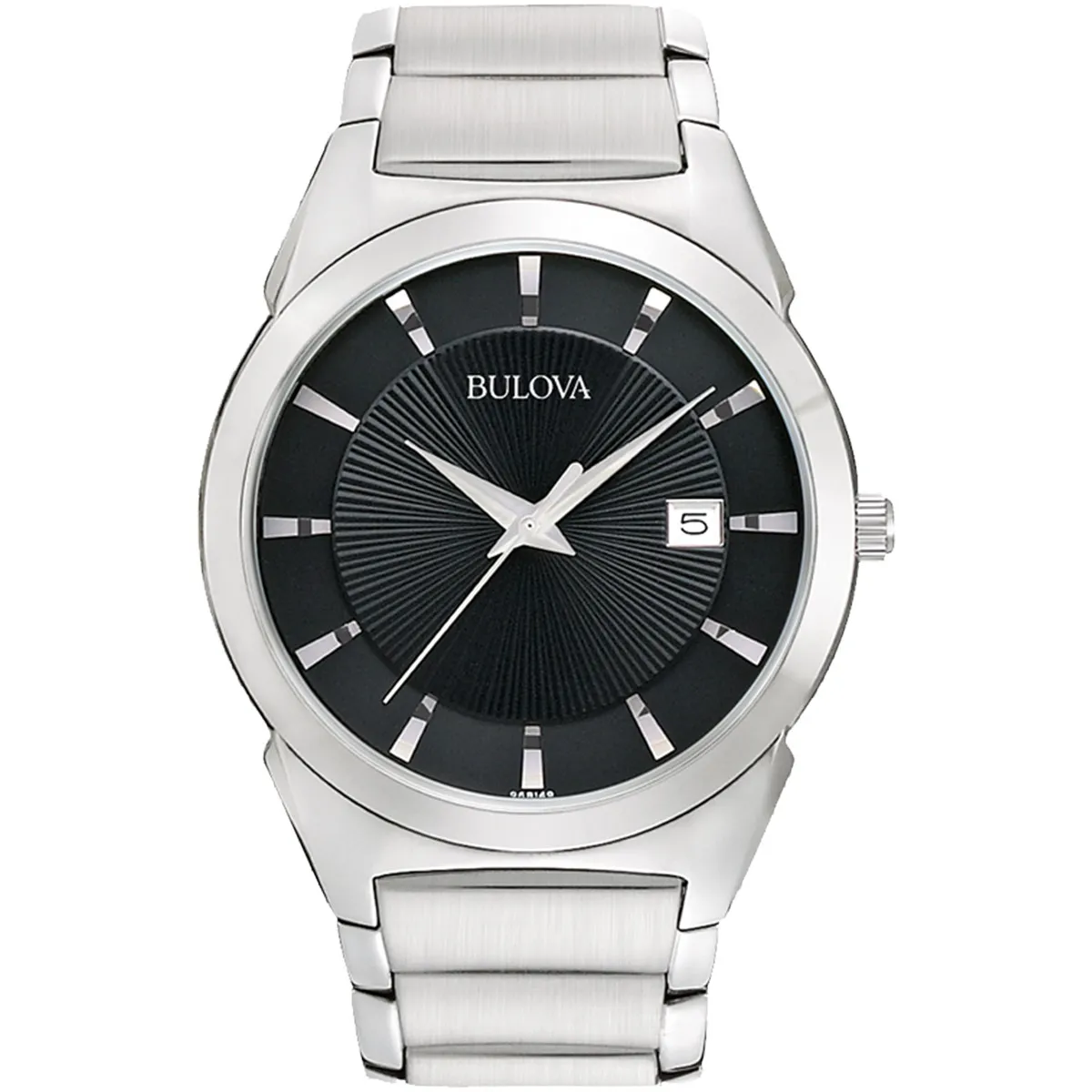 Bulova Watch Men's Black Dial Stainless Steel - 8.5 in