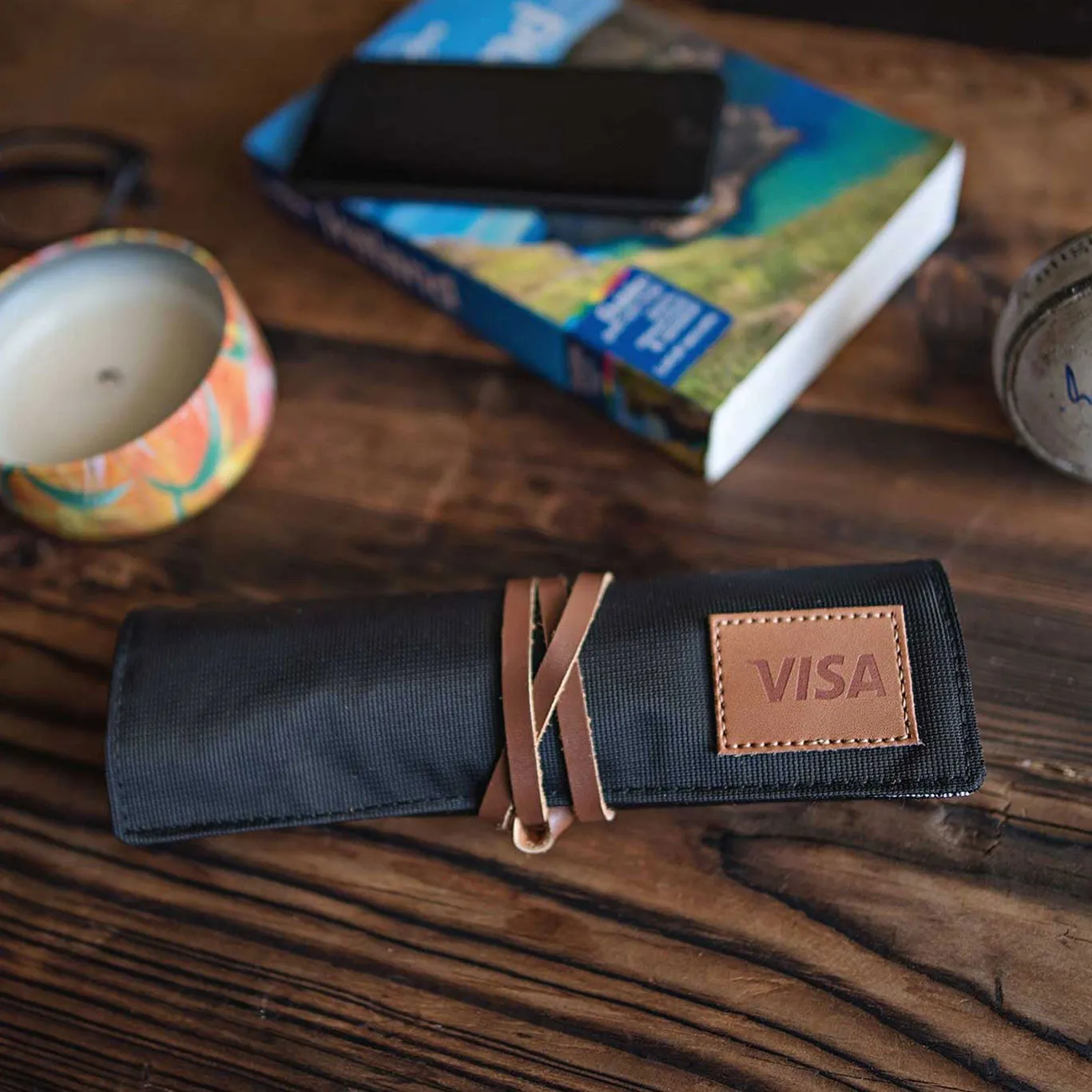 Tech Roll Organizer 4 Snap Straps Zippered Pocket