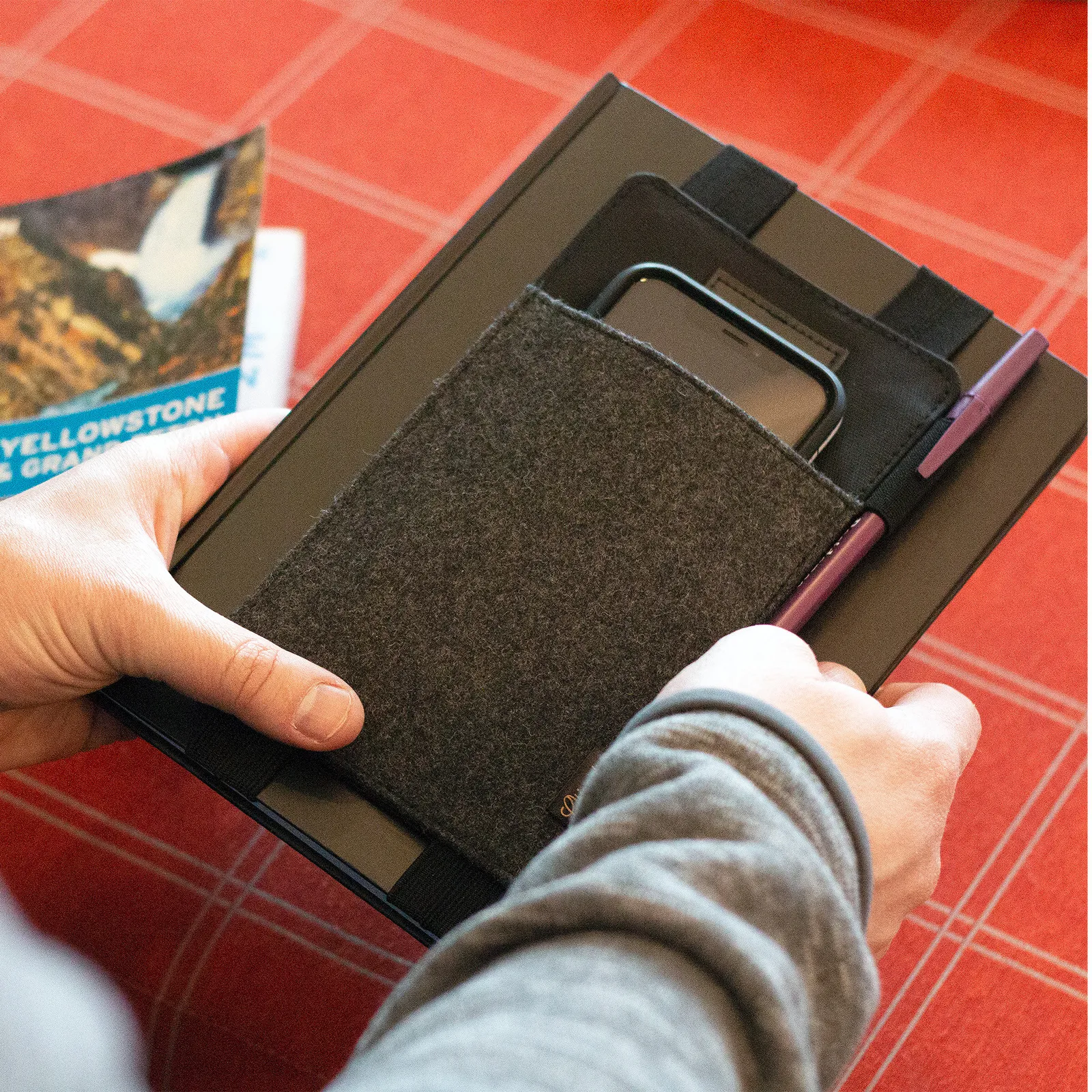 Notebook Cover Wool Blend Phone Pen Pockets - 4.5 x 8 in - product view 6