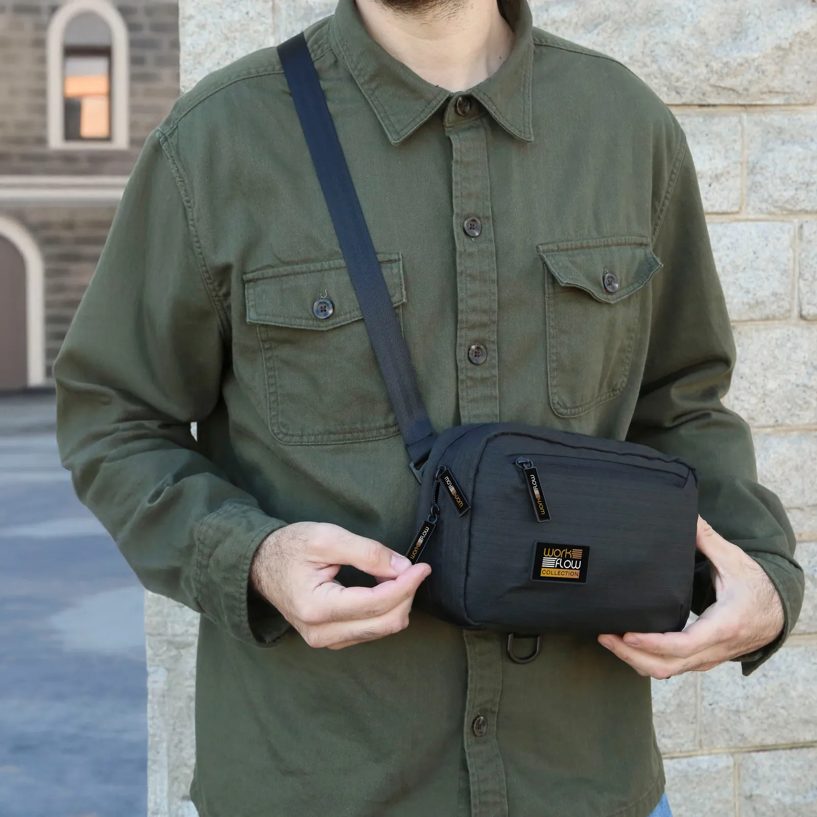 Tech Organizer Crossbody Bag Canvas - 10 x 6 in