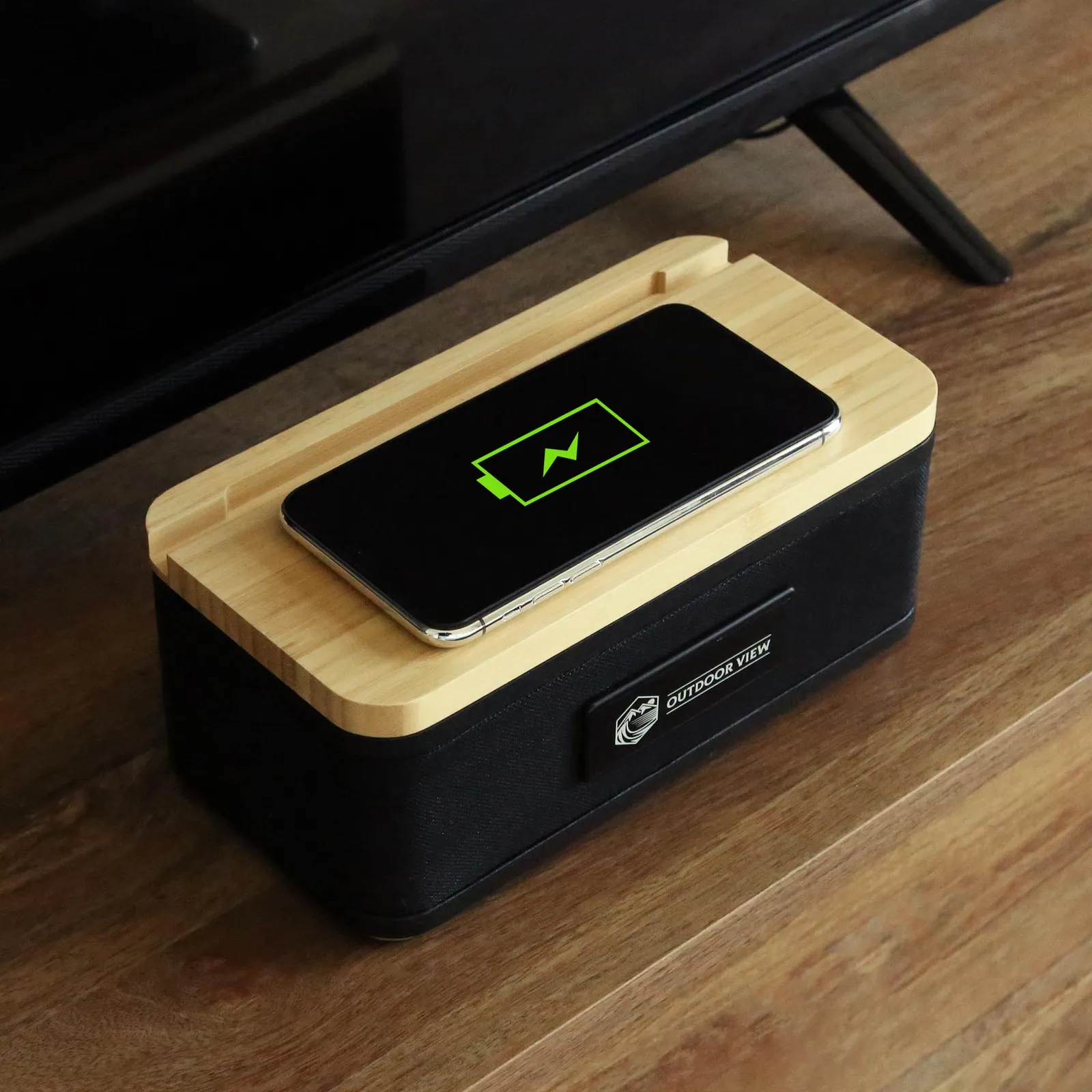 Wireless Speaker Bamboo With Phone Charger - 10W
