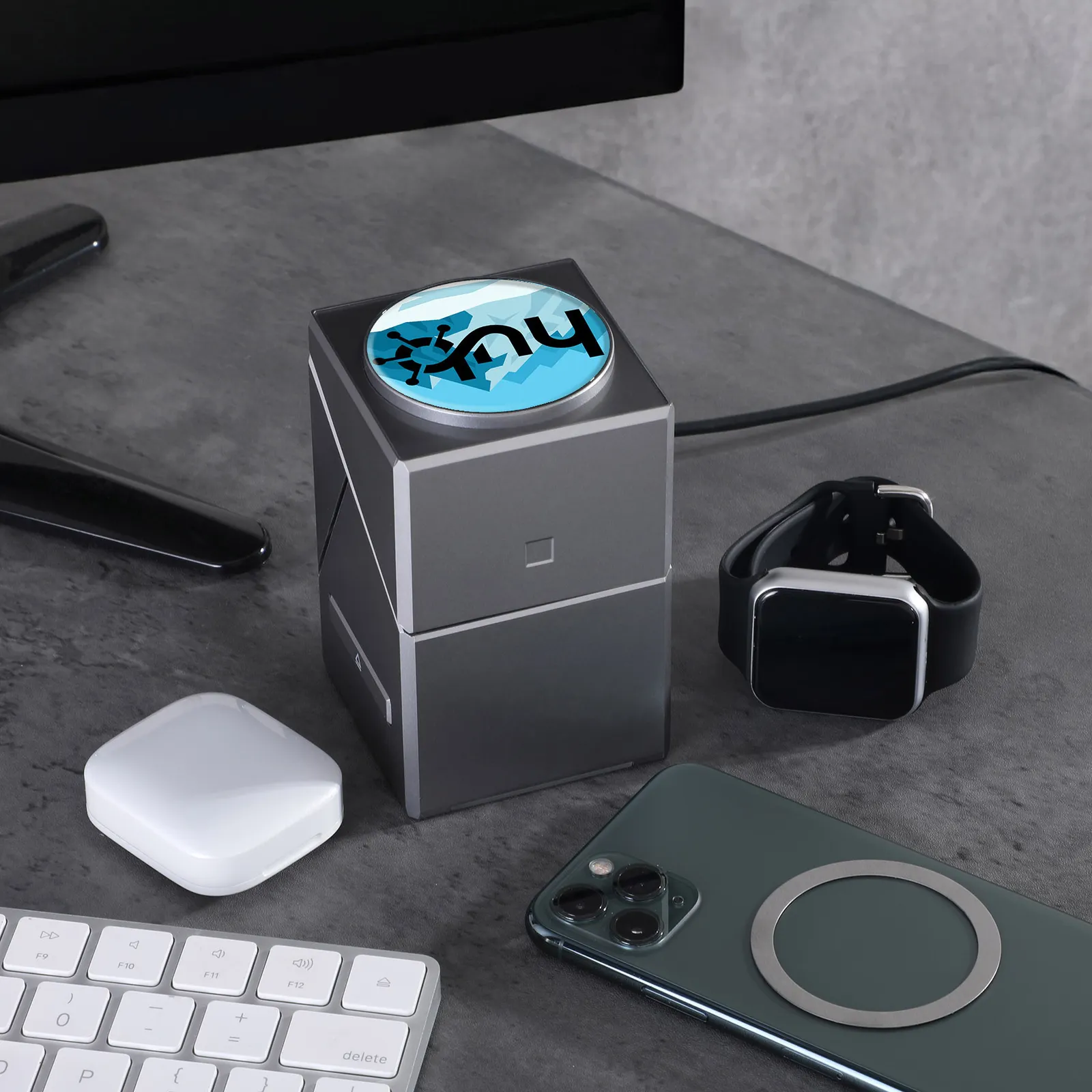 Wireless Charger 3-in-1 with Rotating Phone Stand - 15W