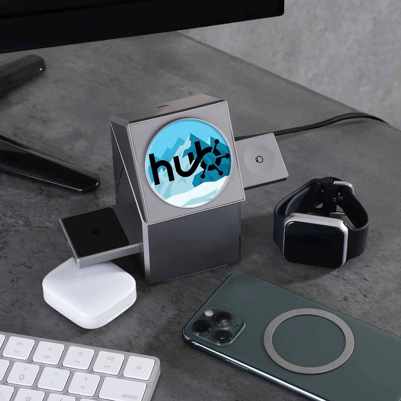 Wireless Charger 3-in-1 with Rotating Phone Stand - 15W - product view 3