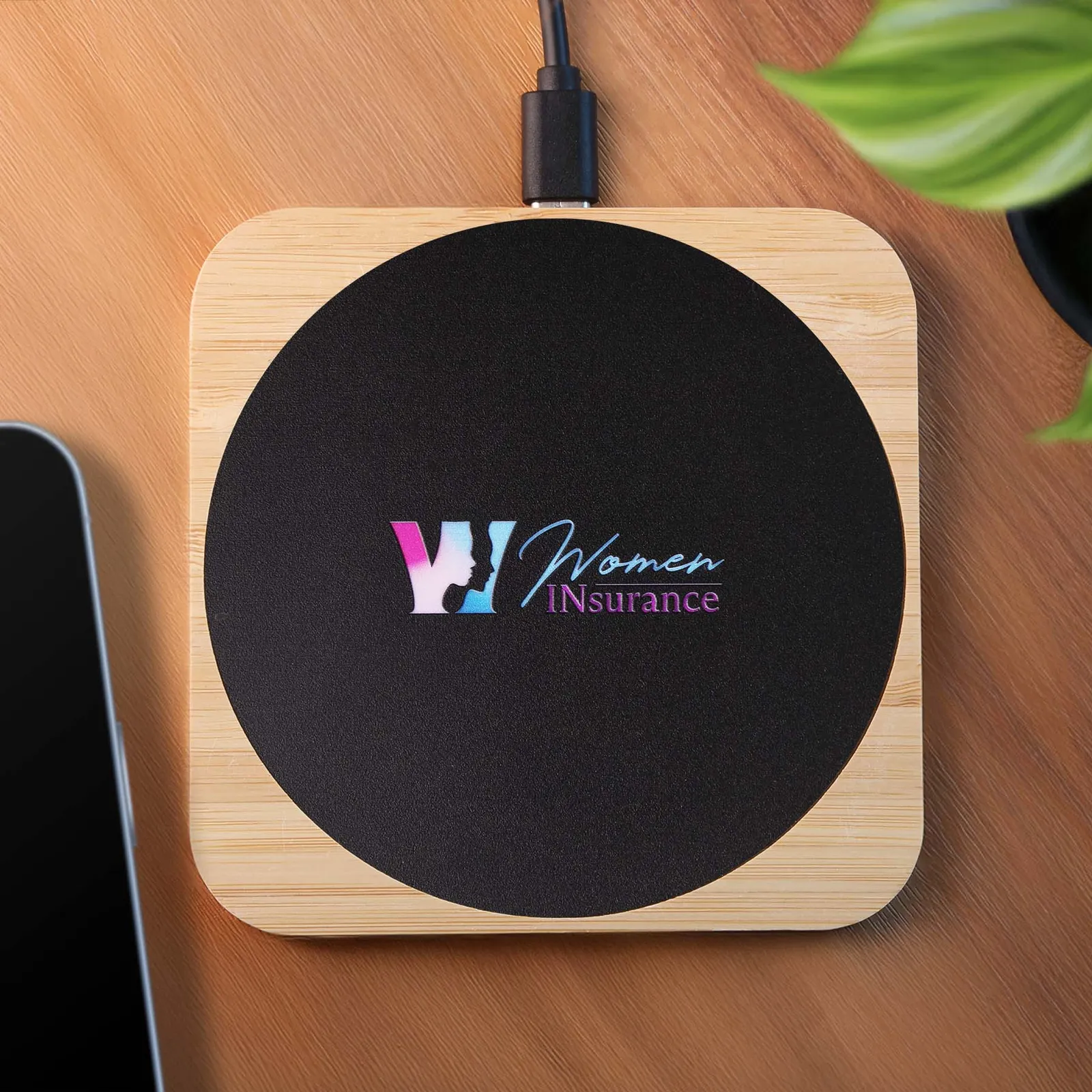 Wireless Charger Bamboo LED Backlit - 15W