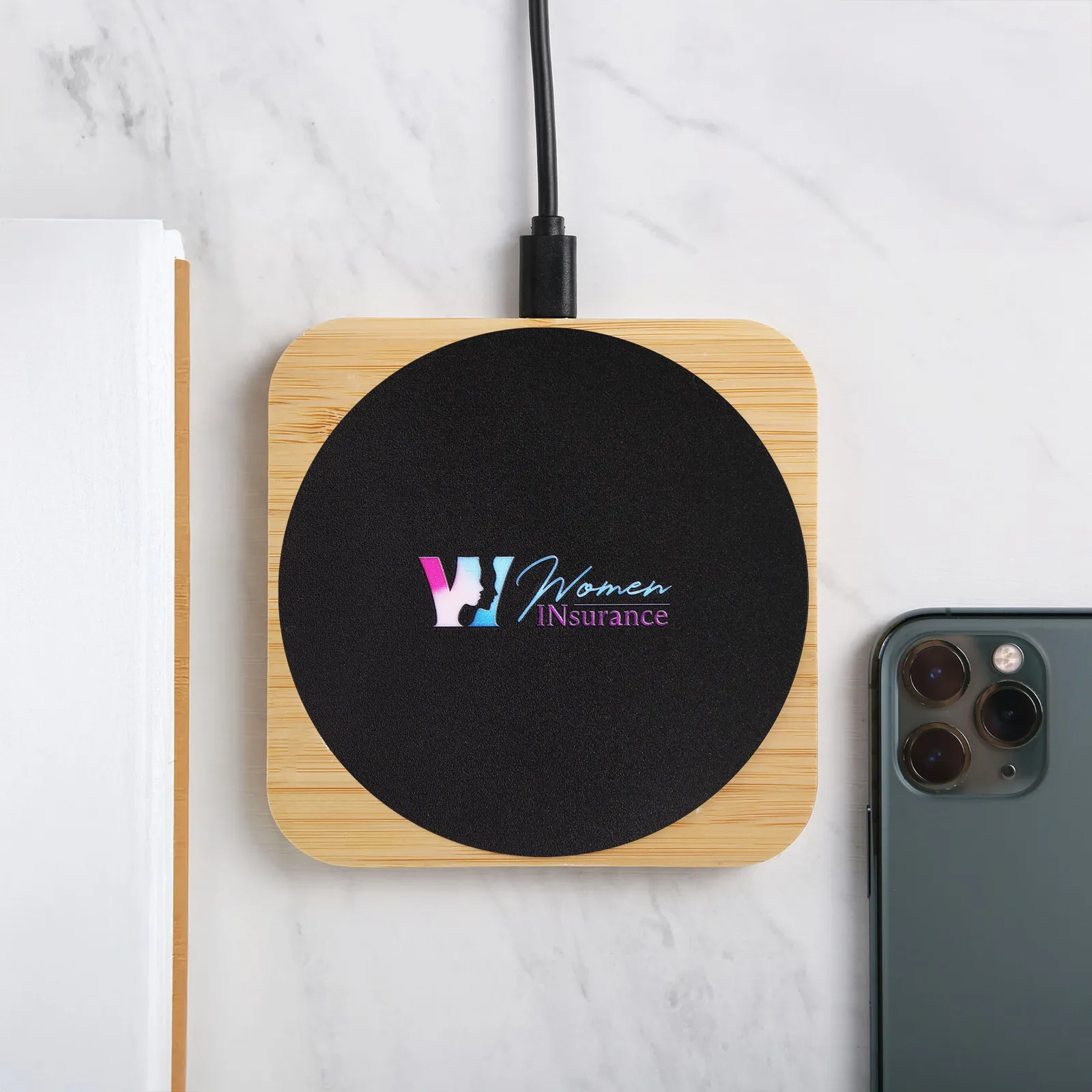 Wireless Charger Bamboo LED Backlit - 15W - product view 2