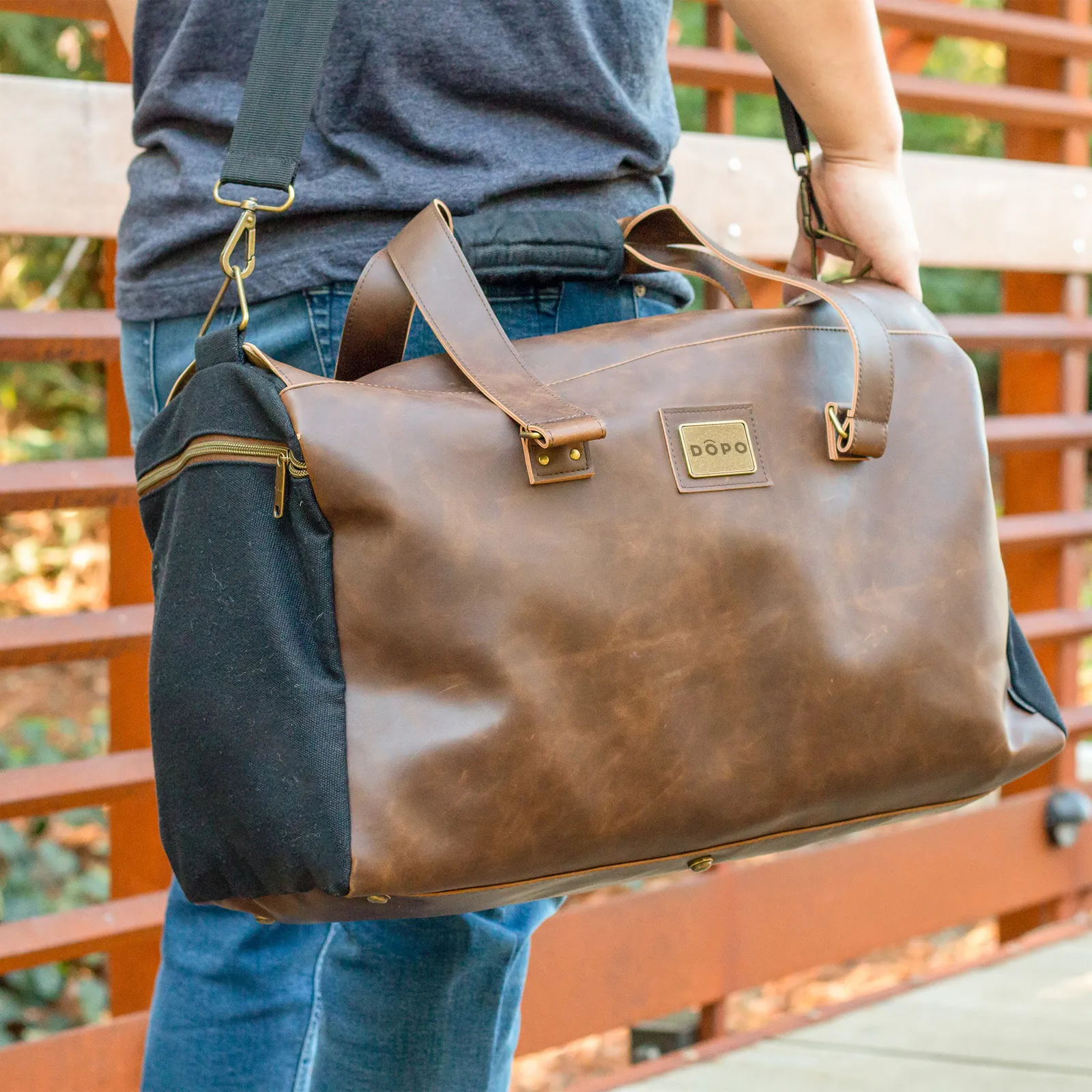 Duffel Bag Cotton Canvas Vegan Leather - 35L