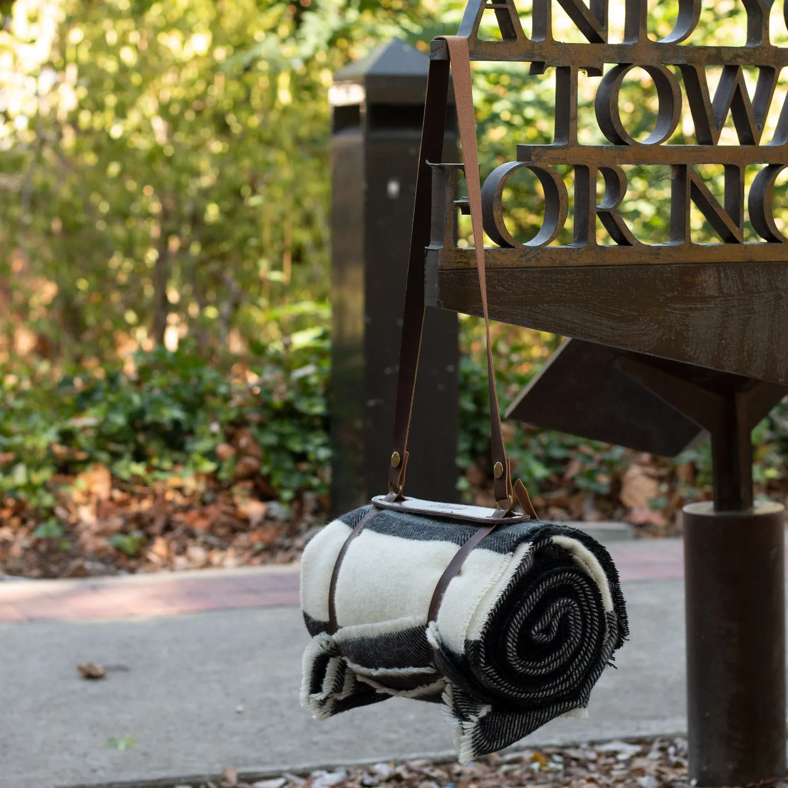 Blanket Wool Blend Leather Carrier - 66 x 52 in