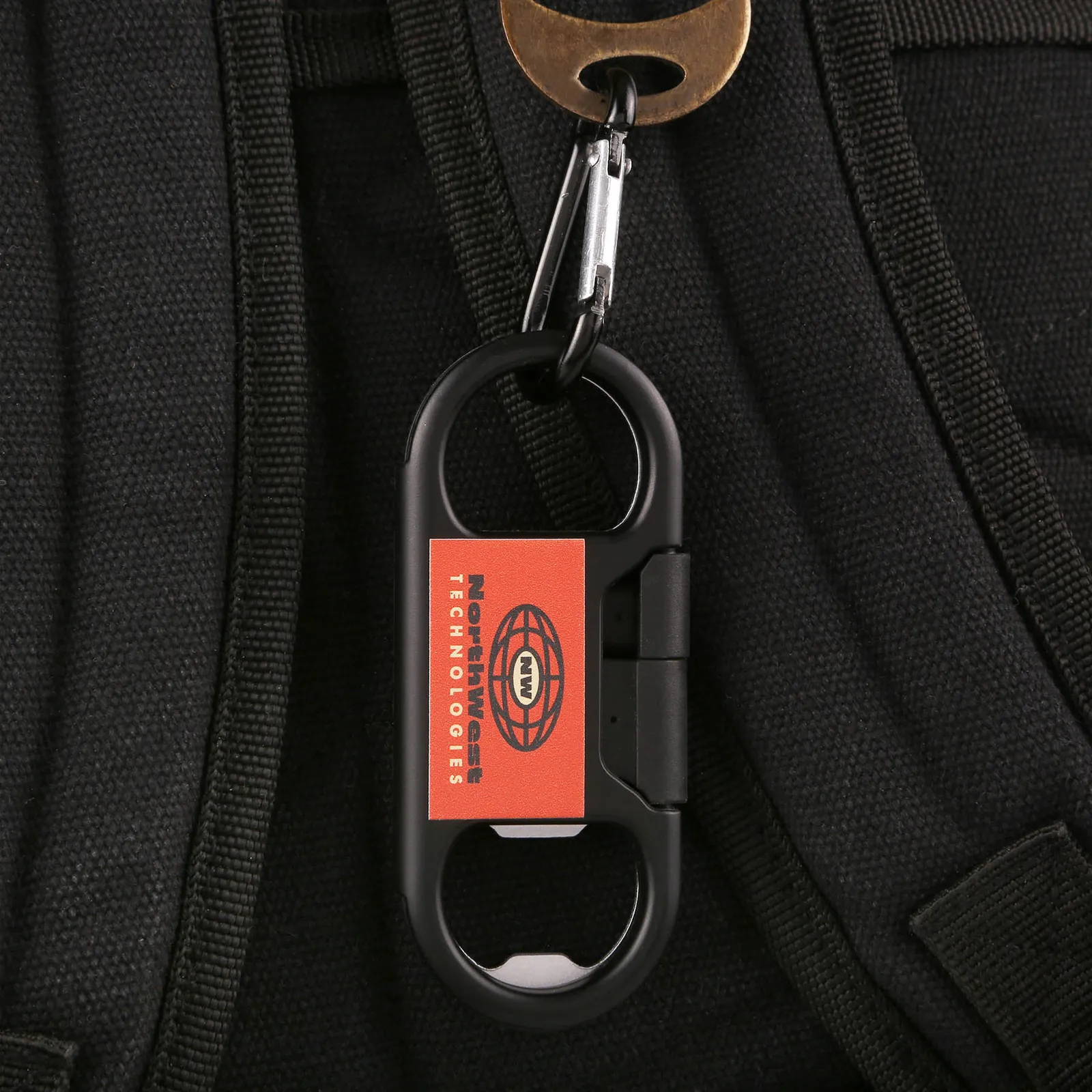 Keychain Charging Cable Recycled Aluminum Bottle Opener - product view 2